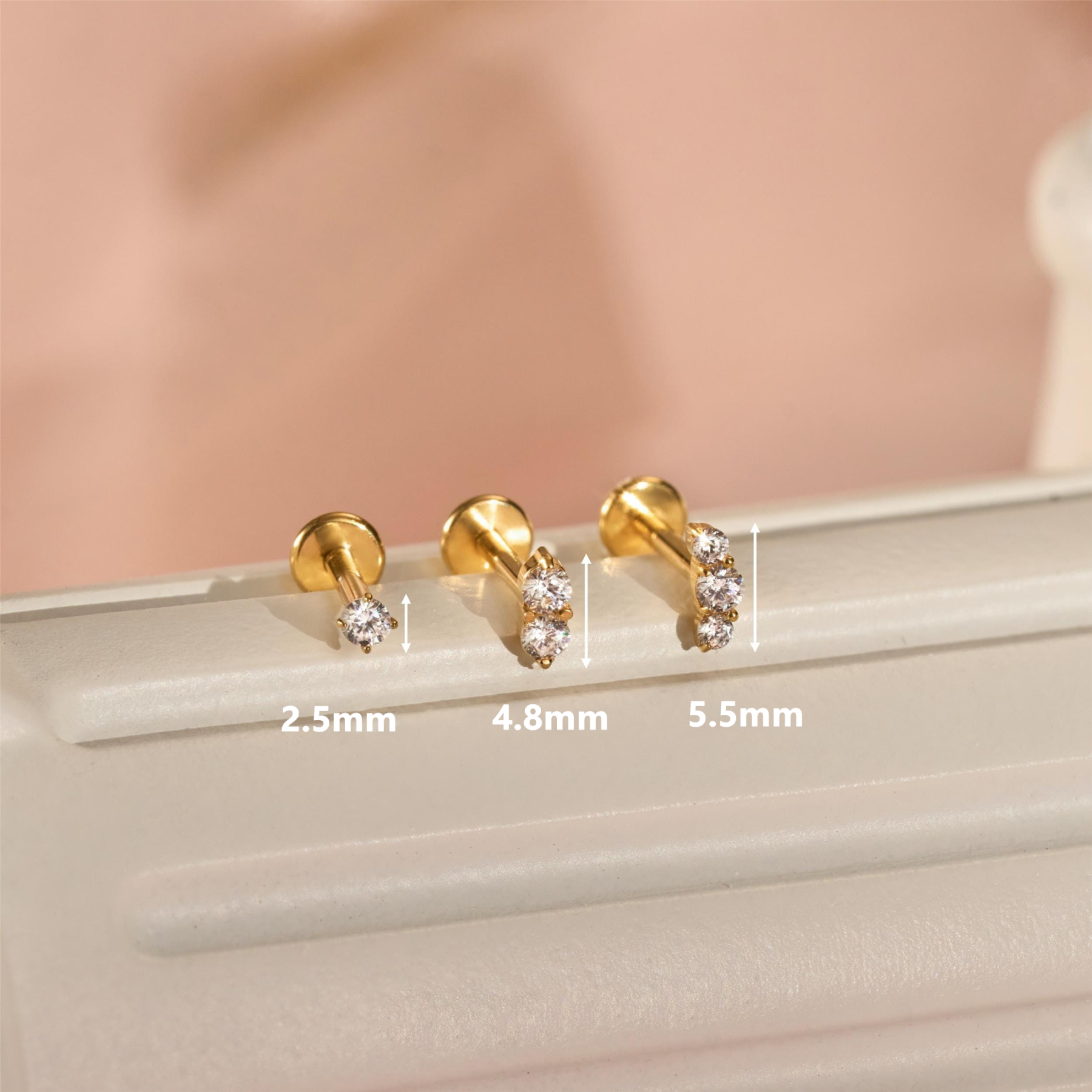 Tiny CZ Flatback Studs(2 PCS)