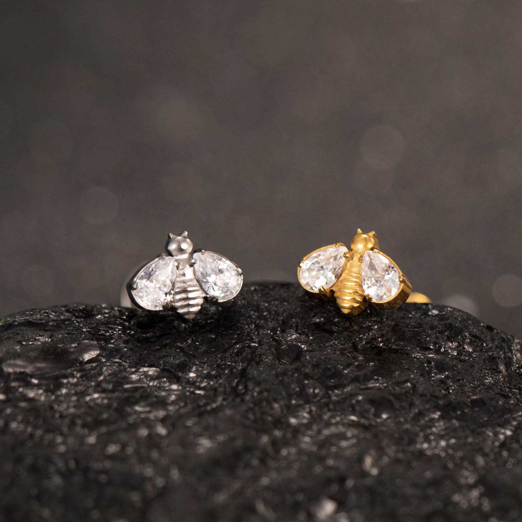Bee Flat Back Earring — A Tiny Buzz of Sweet Sparkle