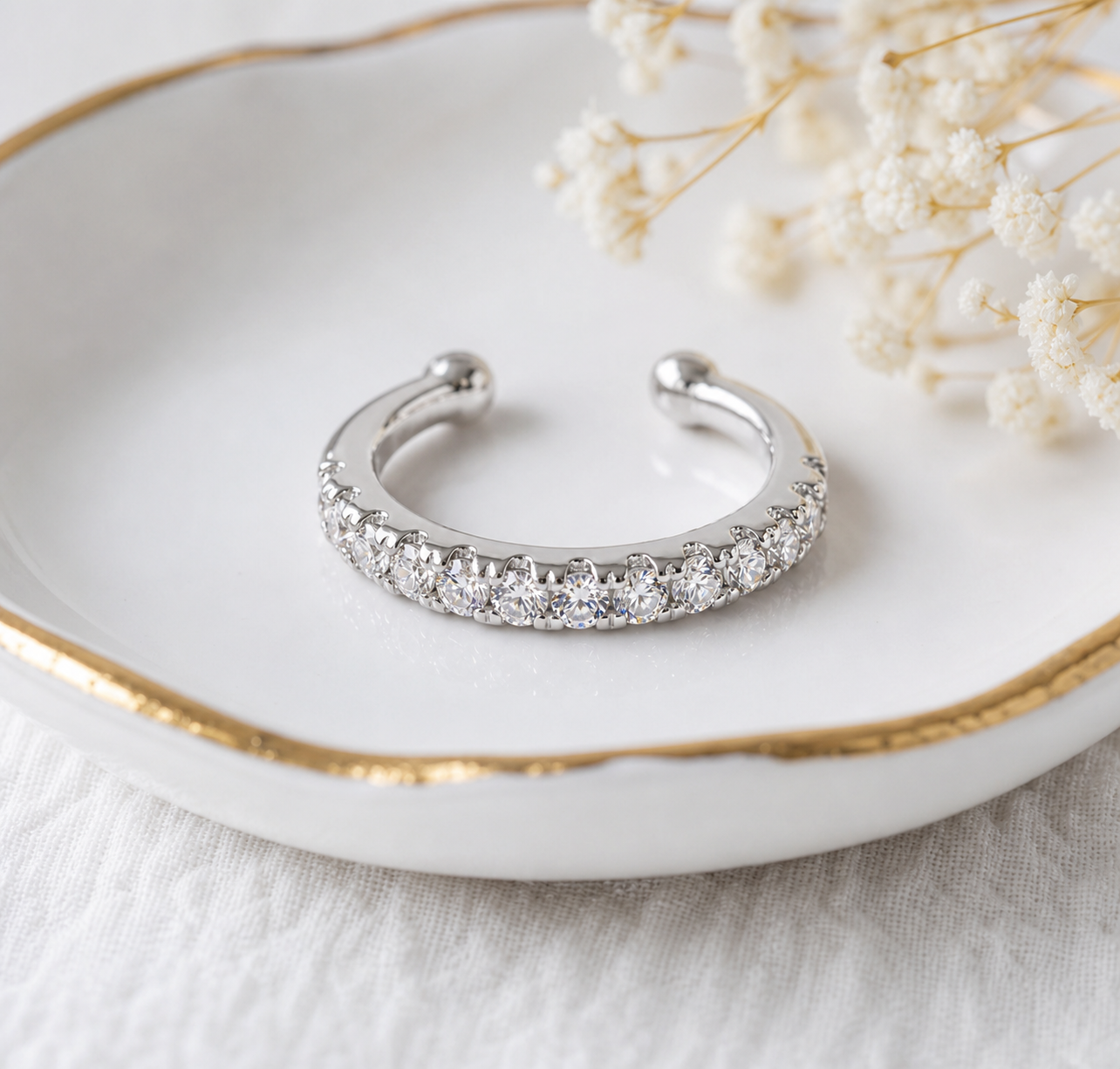 Crystal CZ Ear Cuff — A Ring of Starlight, No Piercing Needed