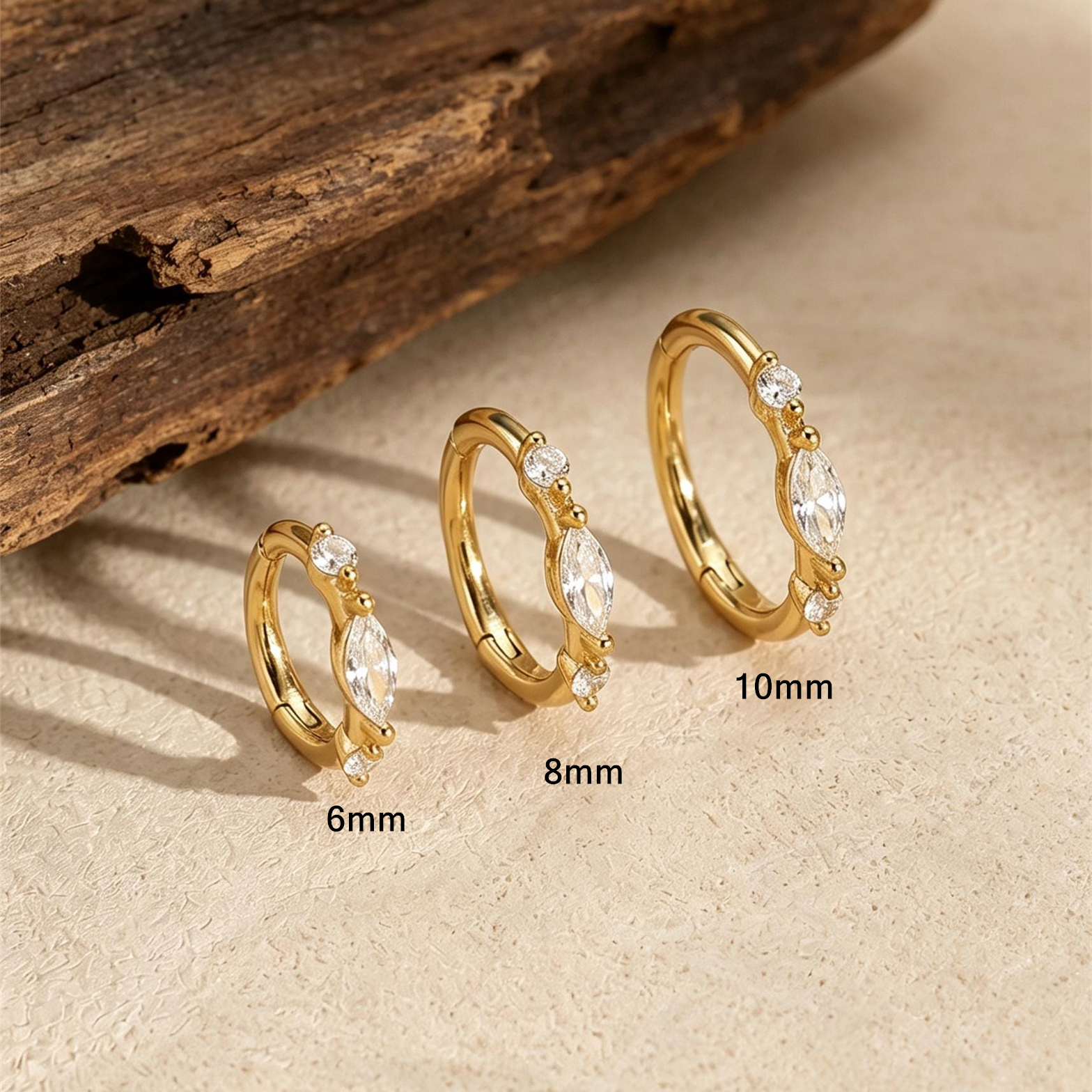 Marquise CZ Clicker Hoops — Tiny Sparkle, Perfectly Stacked