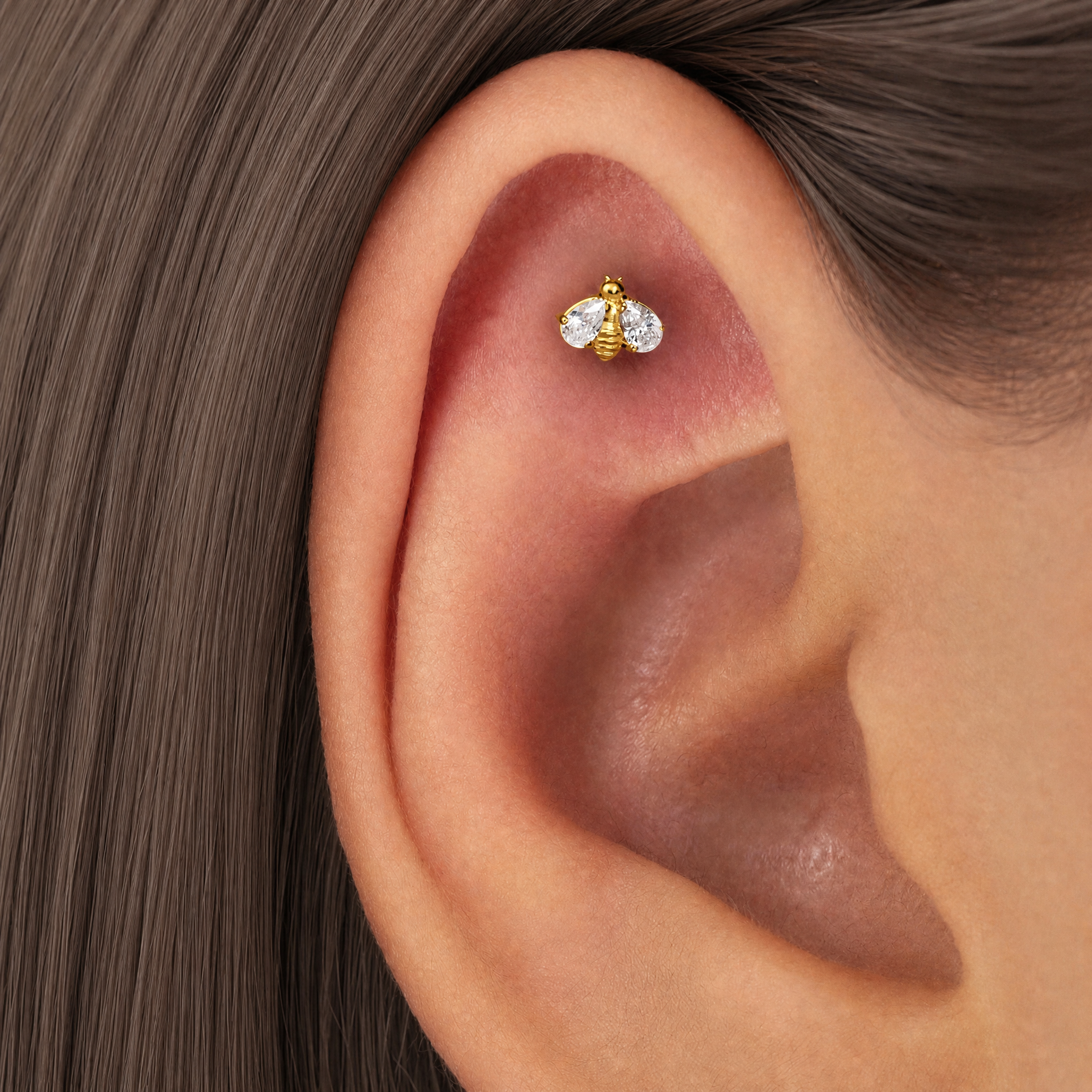 Bee Flat Back Earring — A Tiny Buzz of Sweet Sparkle