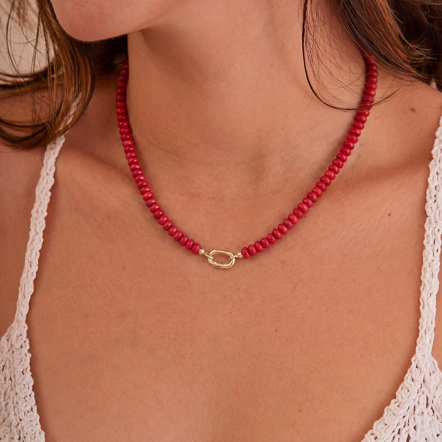 Natural Gemstone Beaded Necklace — A Bold Glow at Your Collarbone