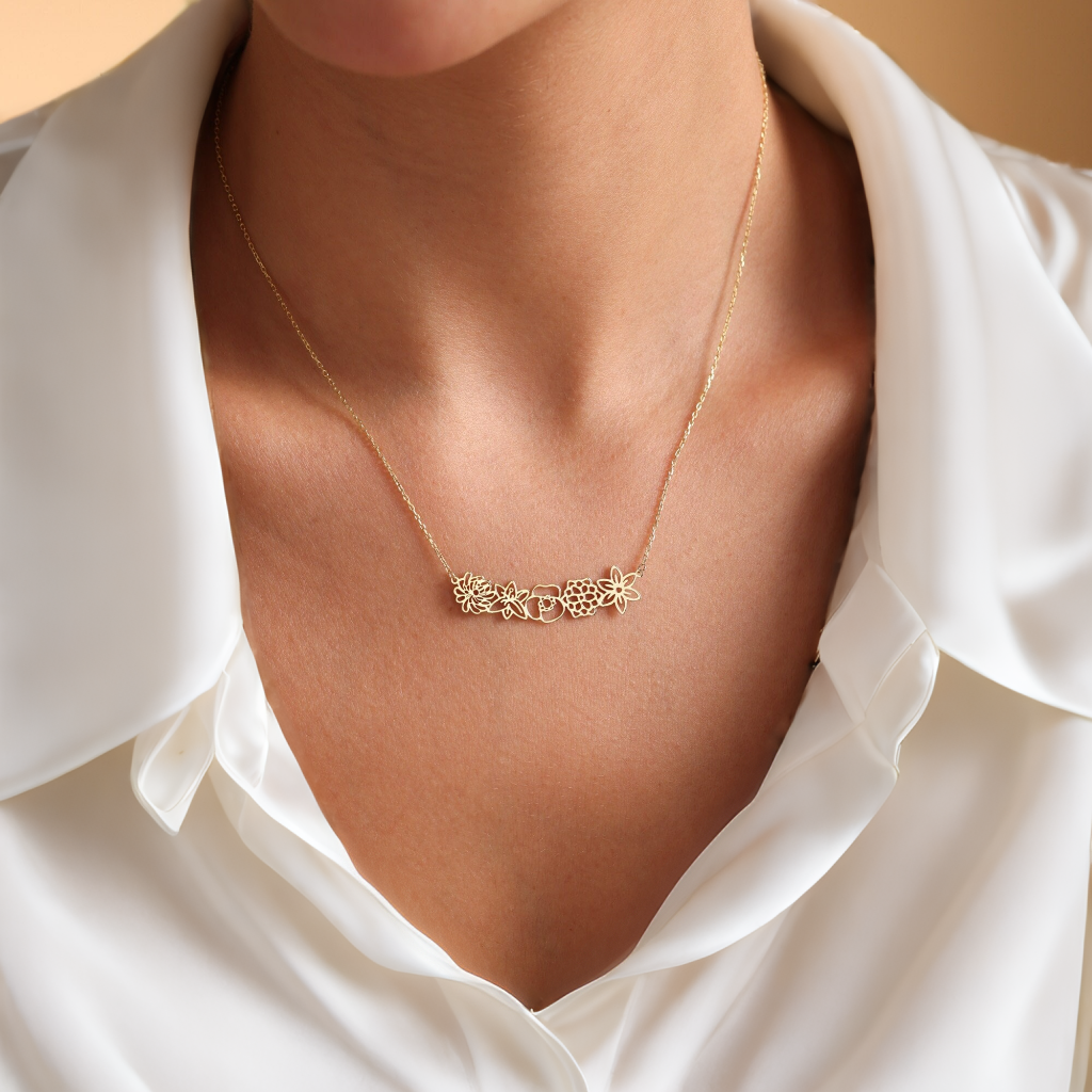 Personalized Birth Flower Necklace (Bracelet)