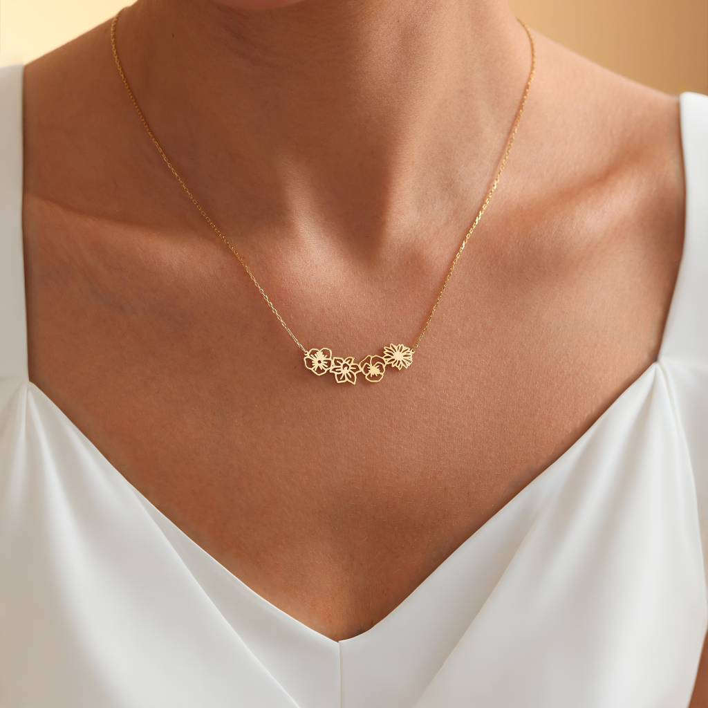 Personalized  Dainty Birth Flower Necklace