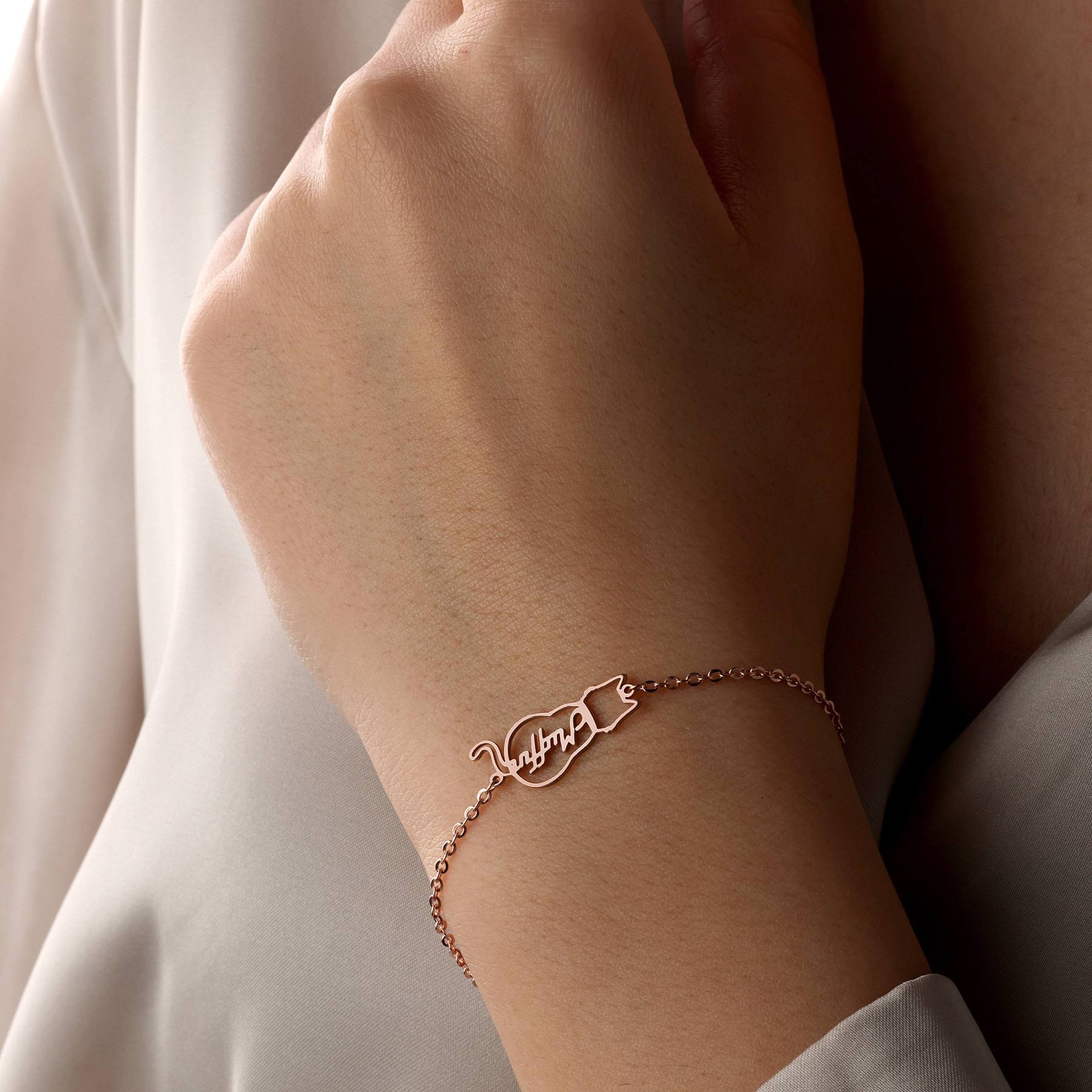 Personalized Name Lucky Cat Bracelet