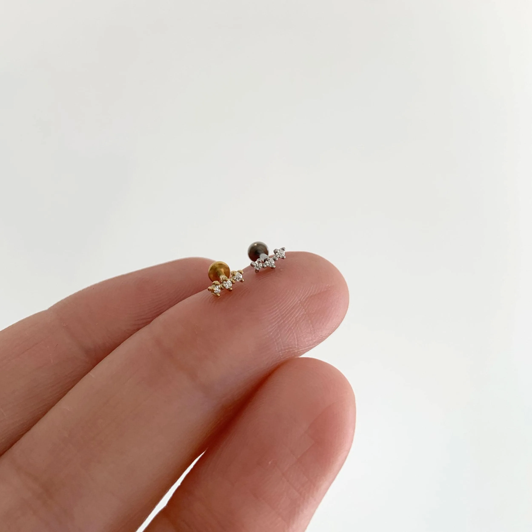 Sterling Silver Tiny Three Cz Labret (1 PC)