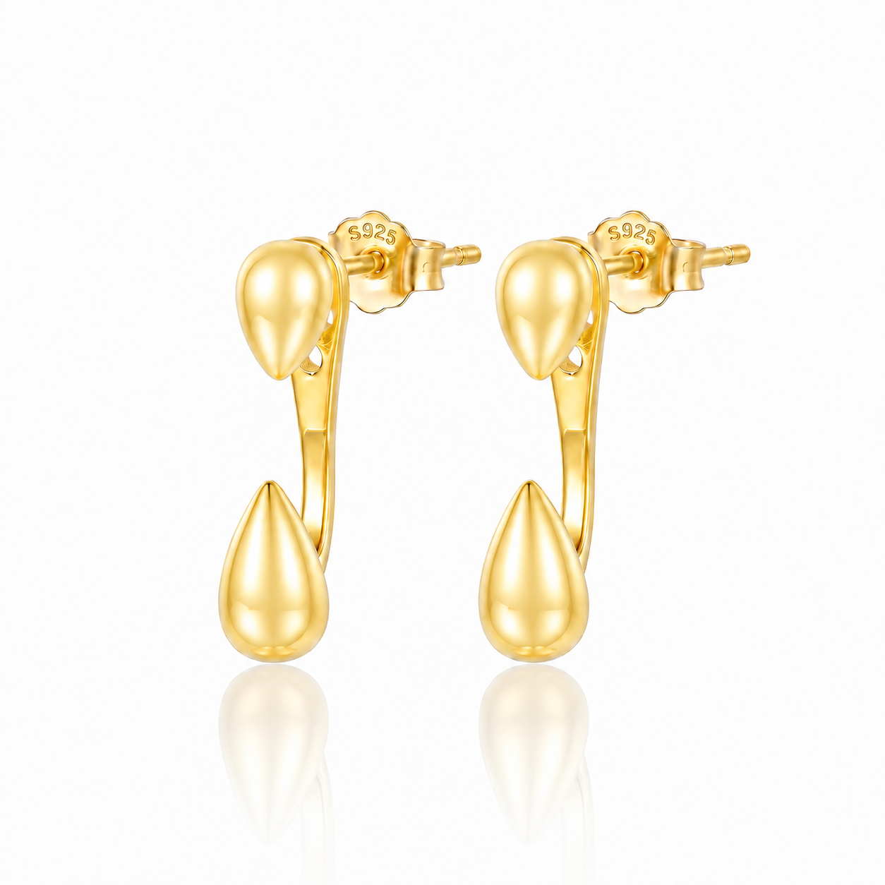 Back Drop Teardrop Stud Earrings