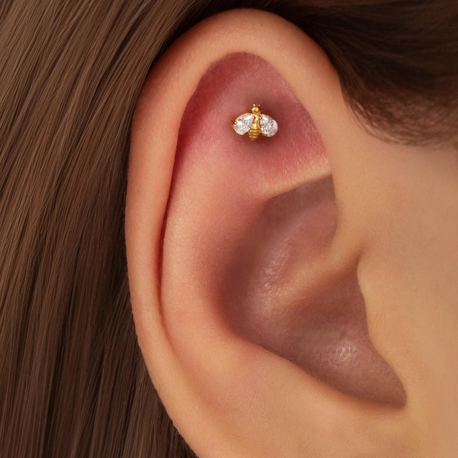 Bee Flat Back Earring — A Tiny Buzz of Sweet Sparkle