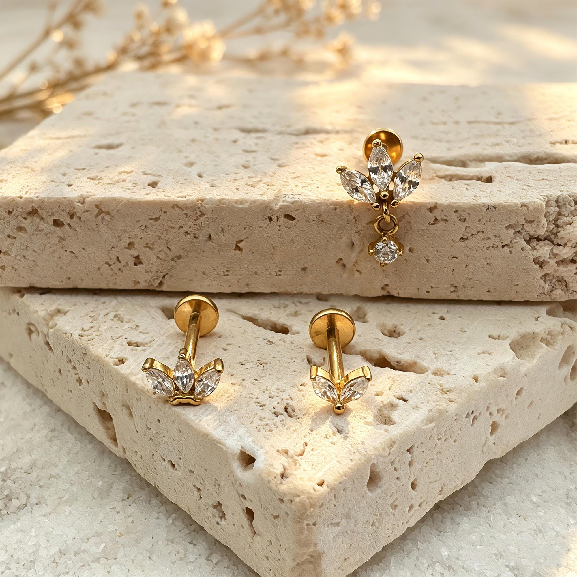 Marquise CZ Stud Earrings — Petal-Like Sparkle for Your Ear Stack