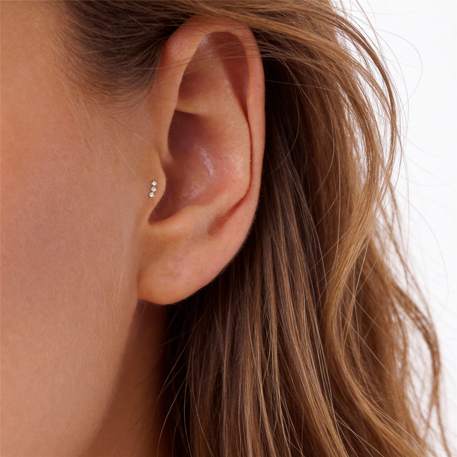 Sterling Silver Tiny Three Cz Labret (1 PC)