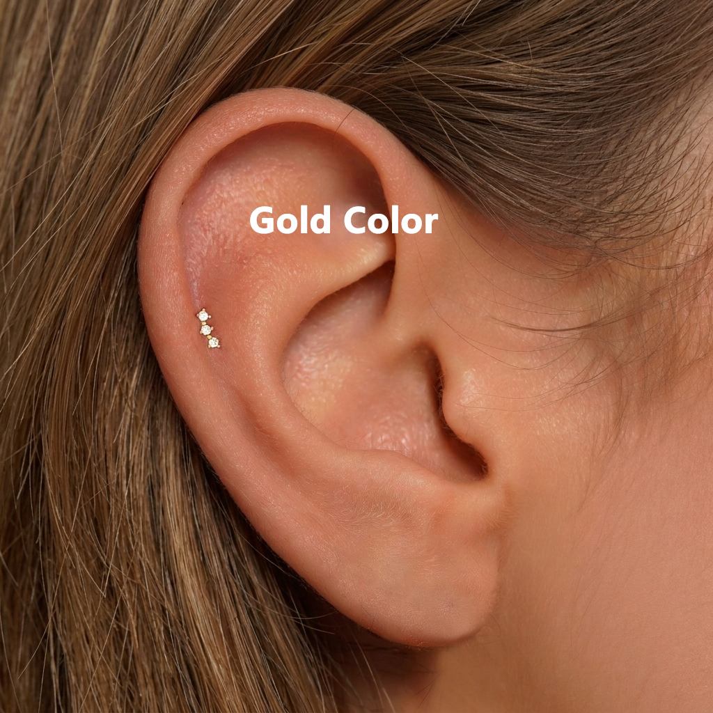 Sterling Silver Tiny Three Cz Labret (1 PC)