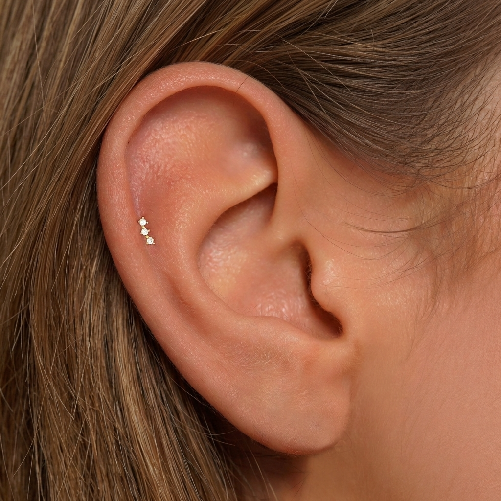 Sterling Silver Tiny Three Cz Labret (1 PC)