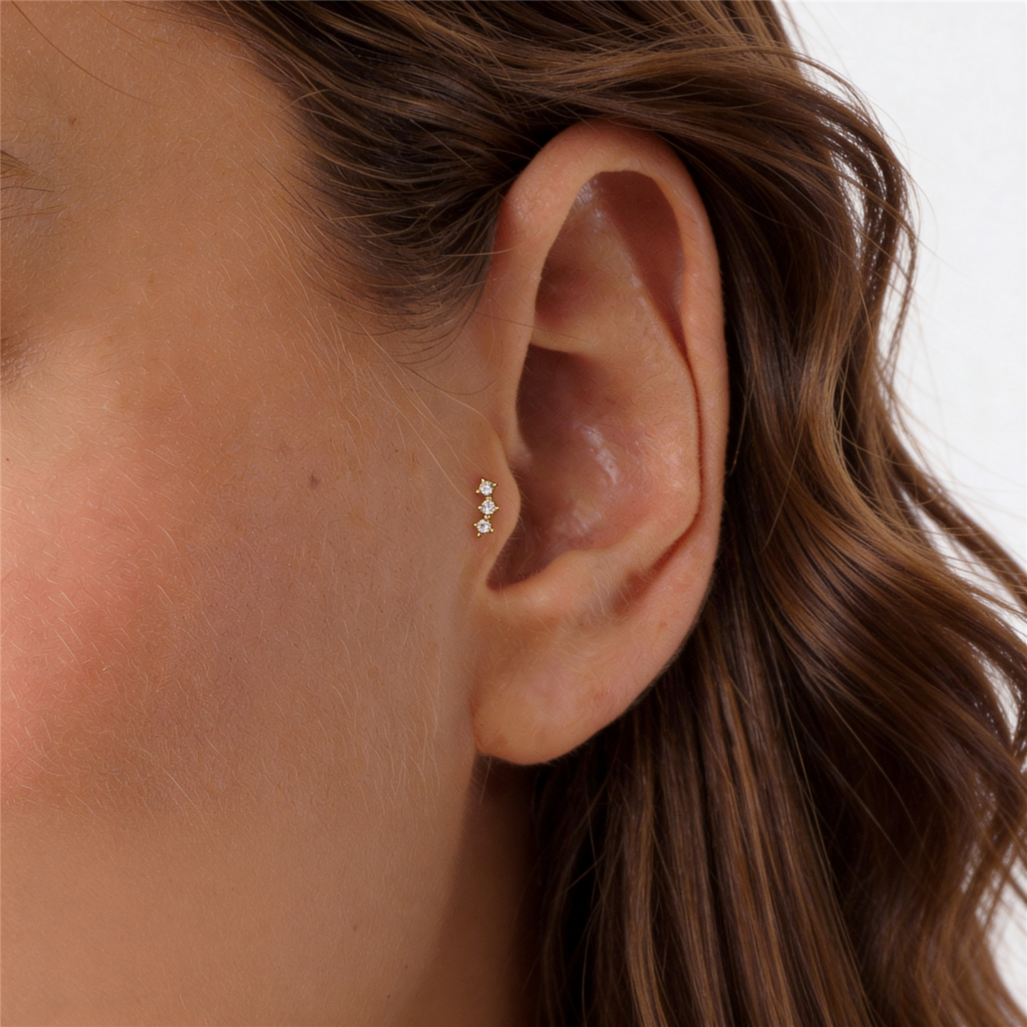 Sterling Silver Tiny Three Cz Labret (1 PC)