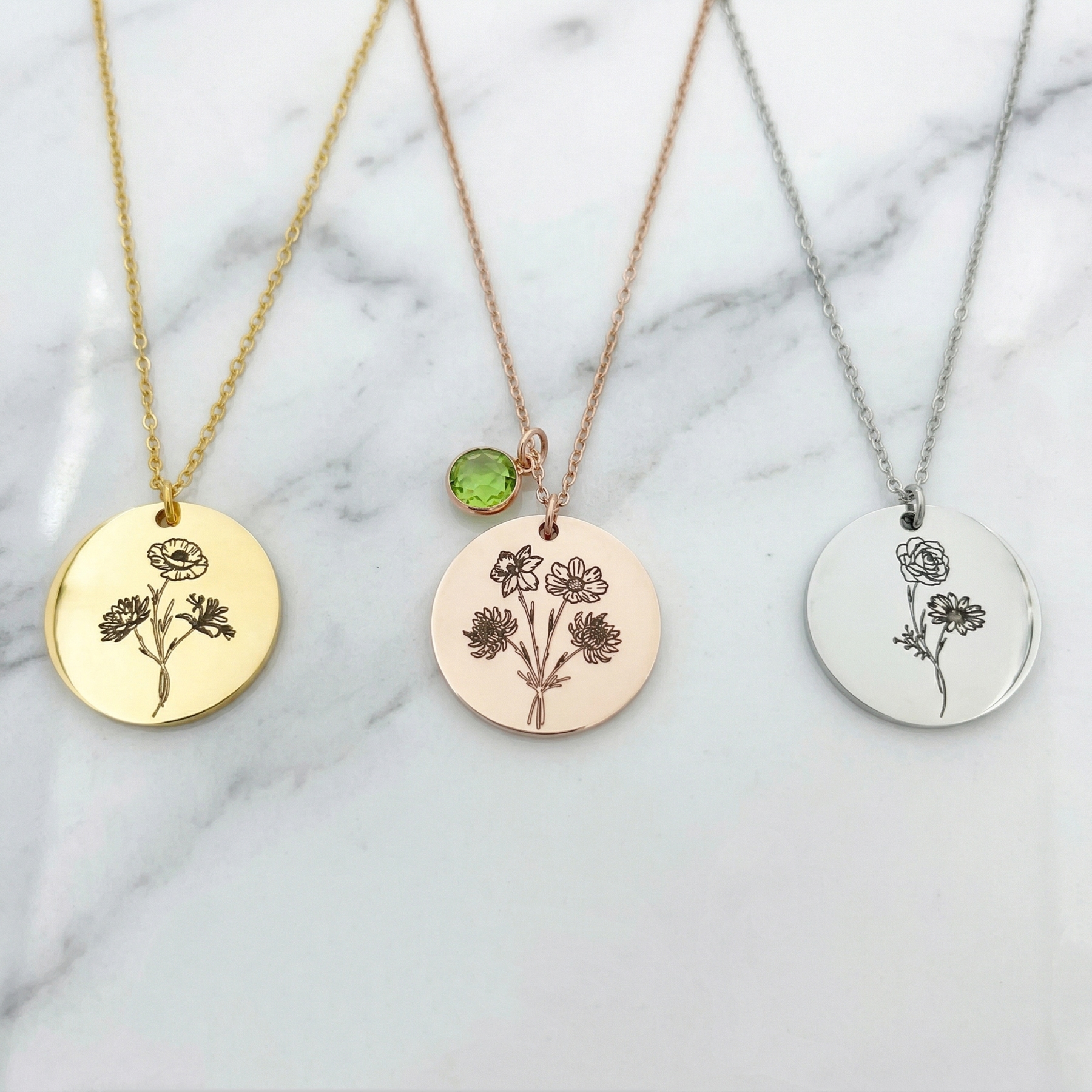 Personalized Family Bouquet Flower Necklace Combined BirthFlower