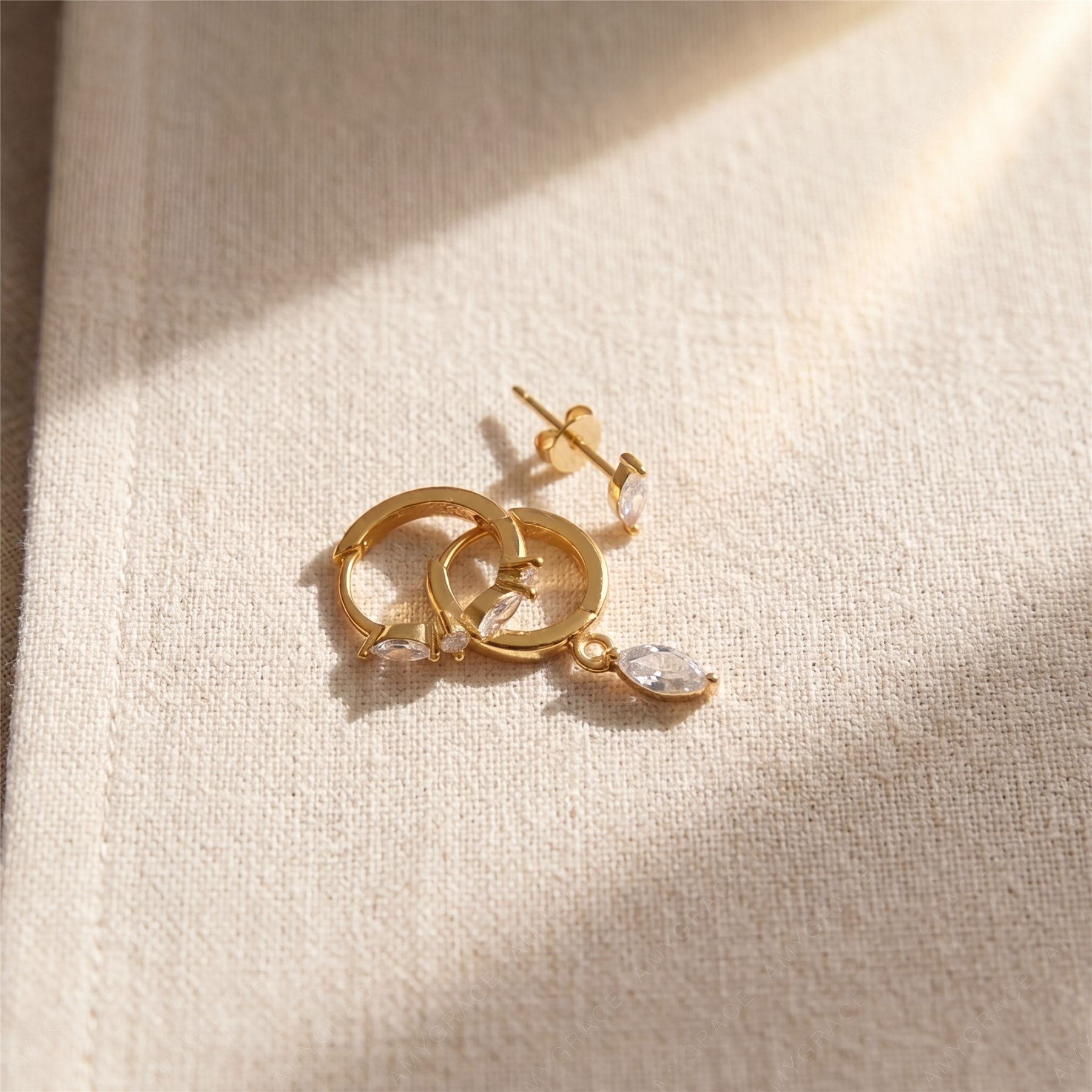 Marquise CZ Hoop & Stud Set