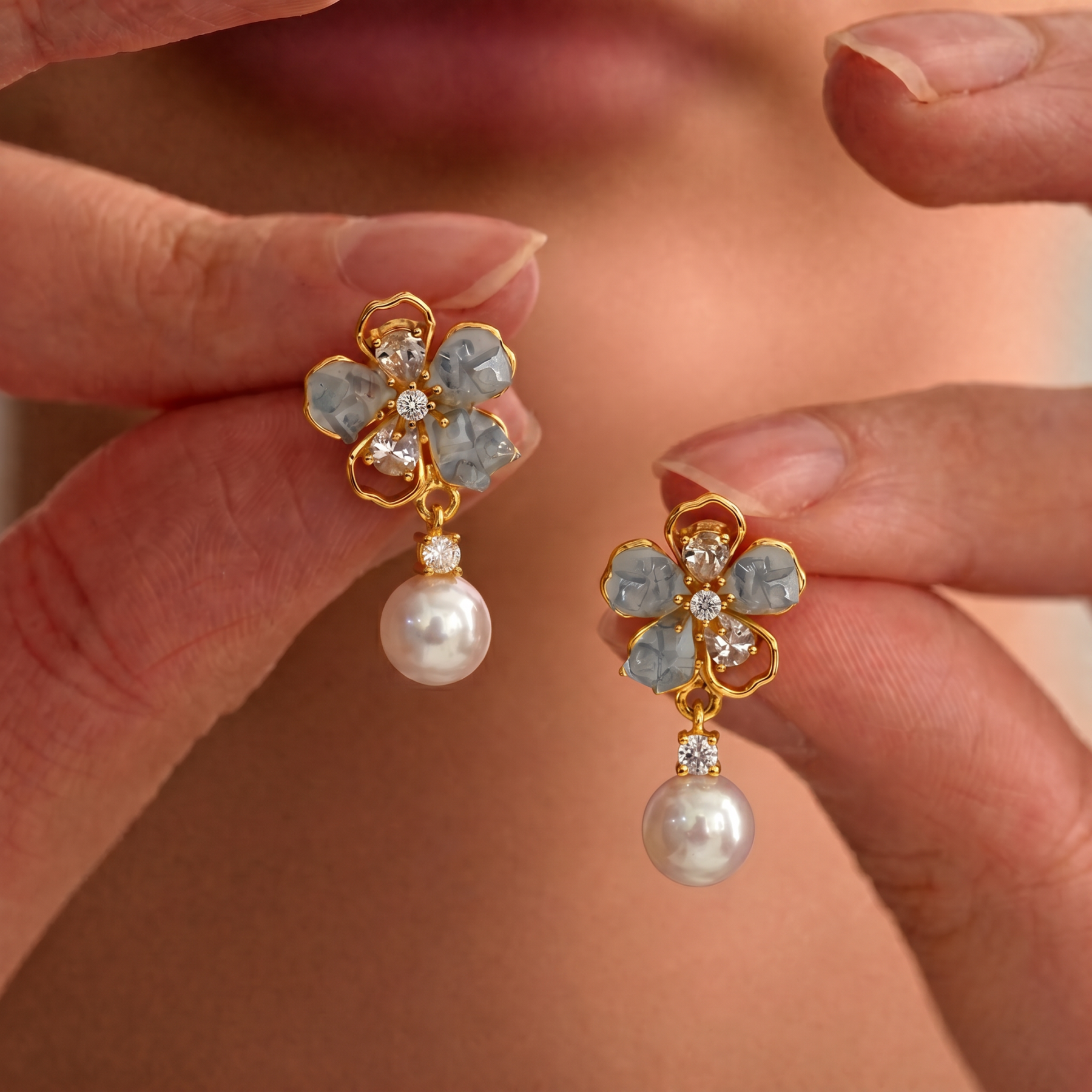 Blooming Pearl Flower Earrings