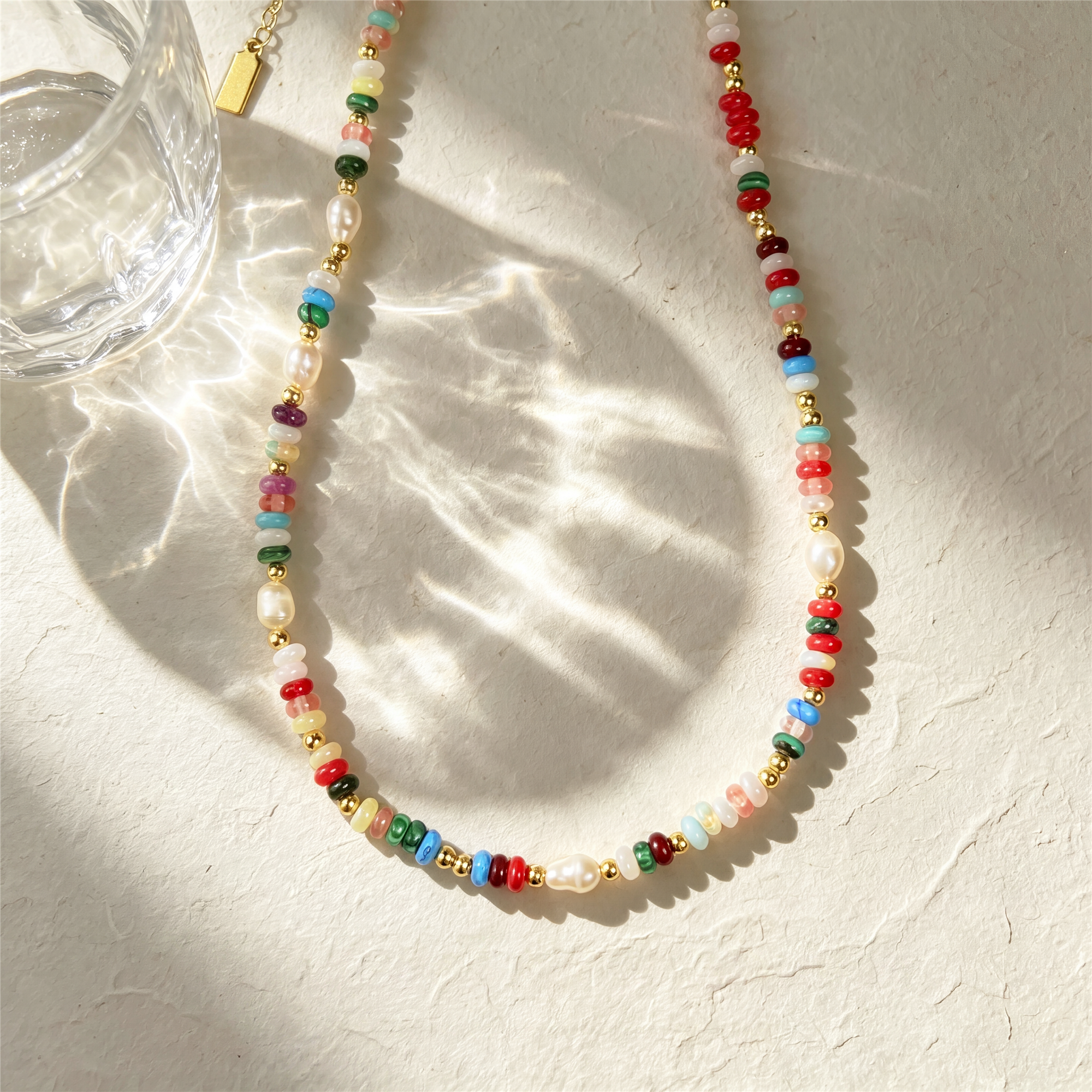 Natural Stone & Freshwater Pearl Necklace