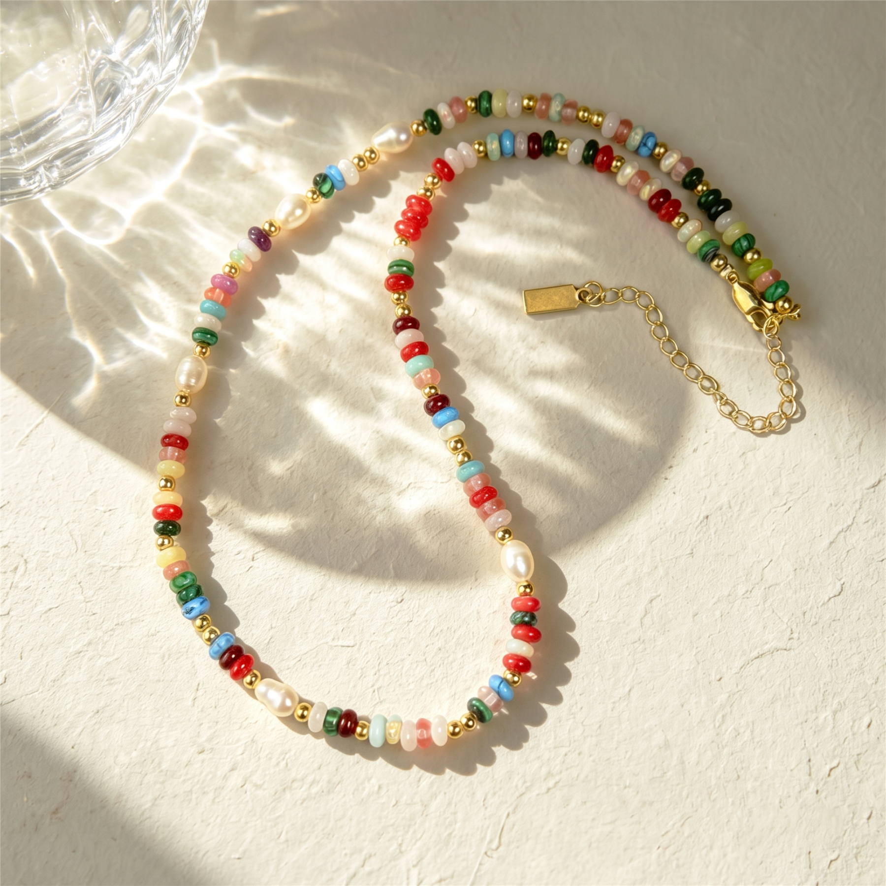Natural Stone & Freshwater Pearl Necklace