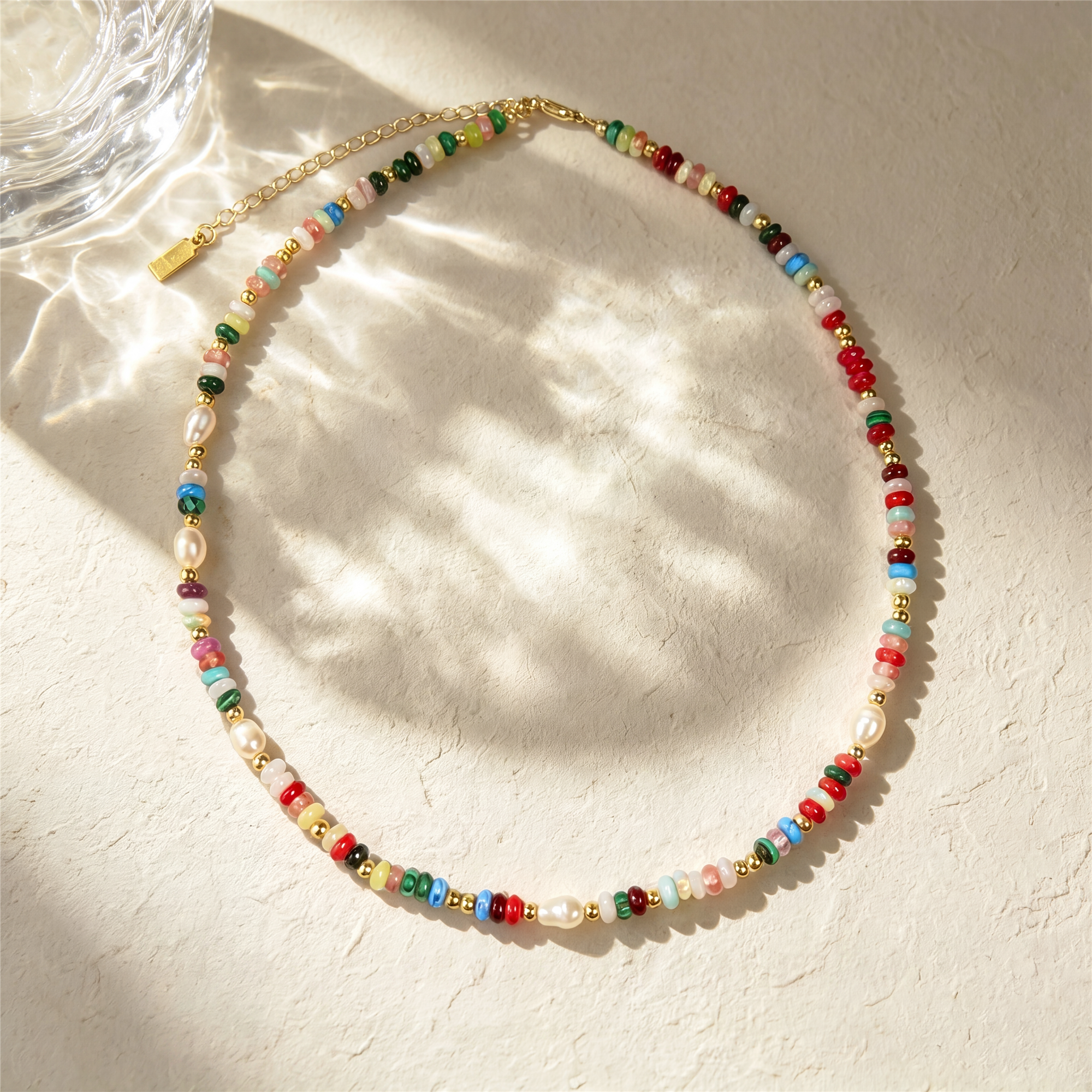 Natural Stone & Freshwater Pearl Necklace