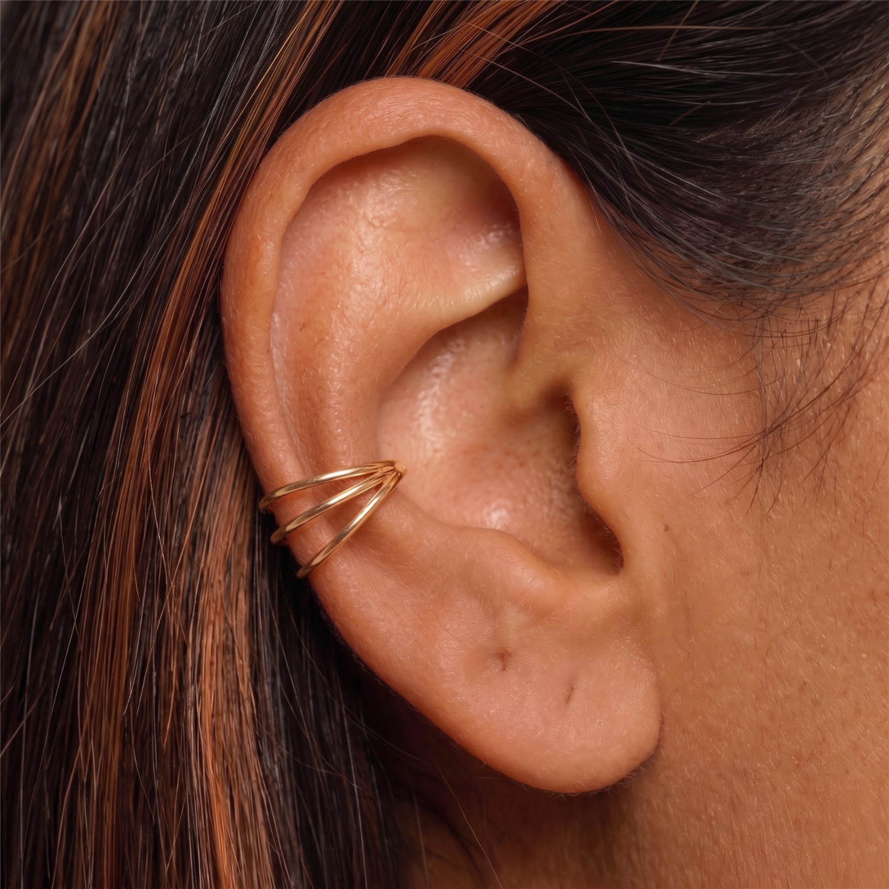 Triple Hinged Ear Cuff Earrings — Three Lines, One Effortless Stack