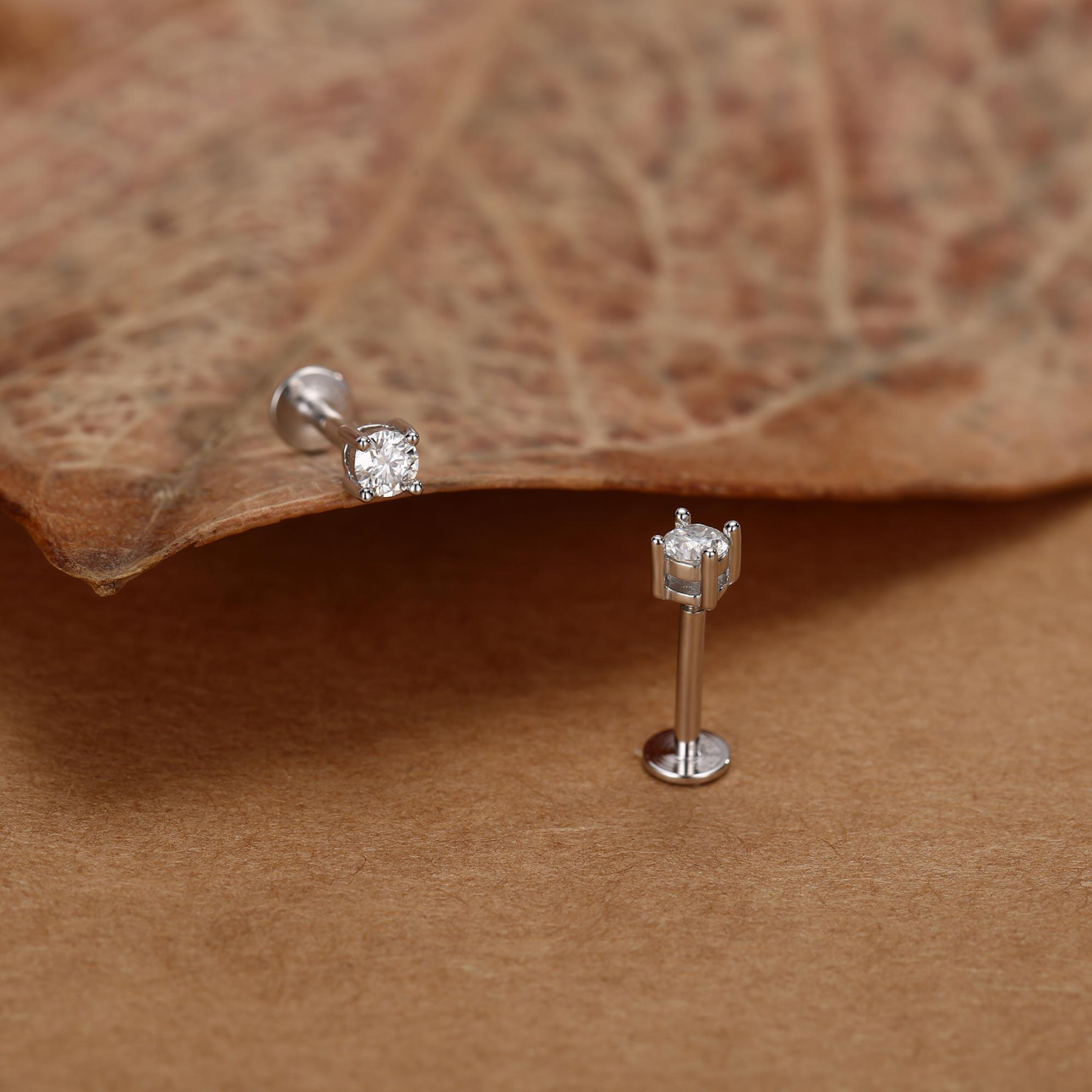 Moissanite Flat Back Labret Earring