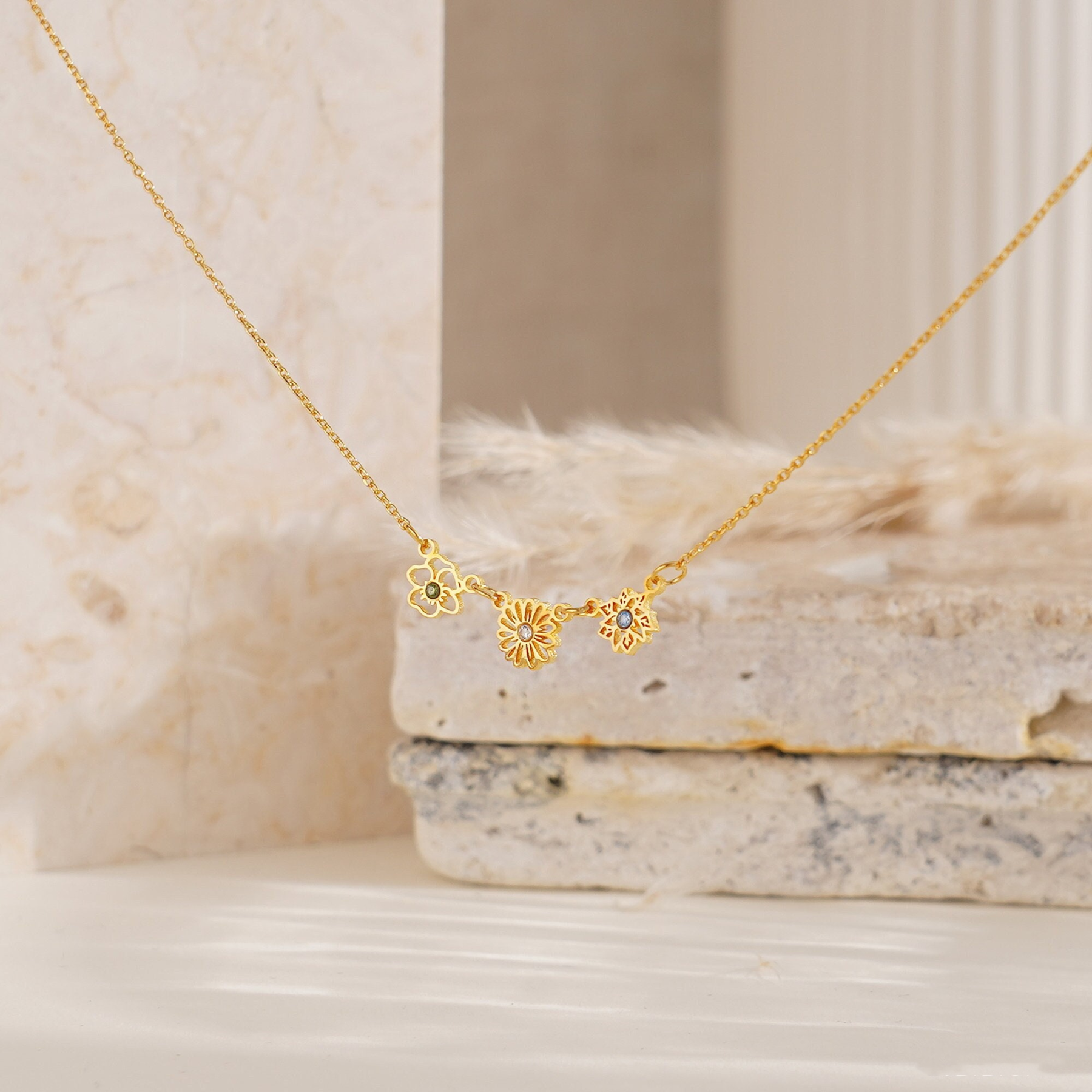 Personalized Birth Flower & Birthstone Necklace — Love in Every Bloom