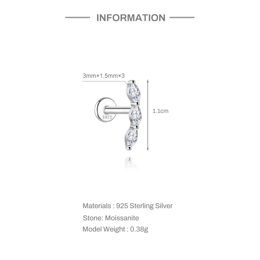 Geometric CZ Cartilage Earring — A Tiny Spark of Modern Light