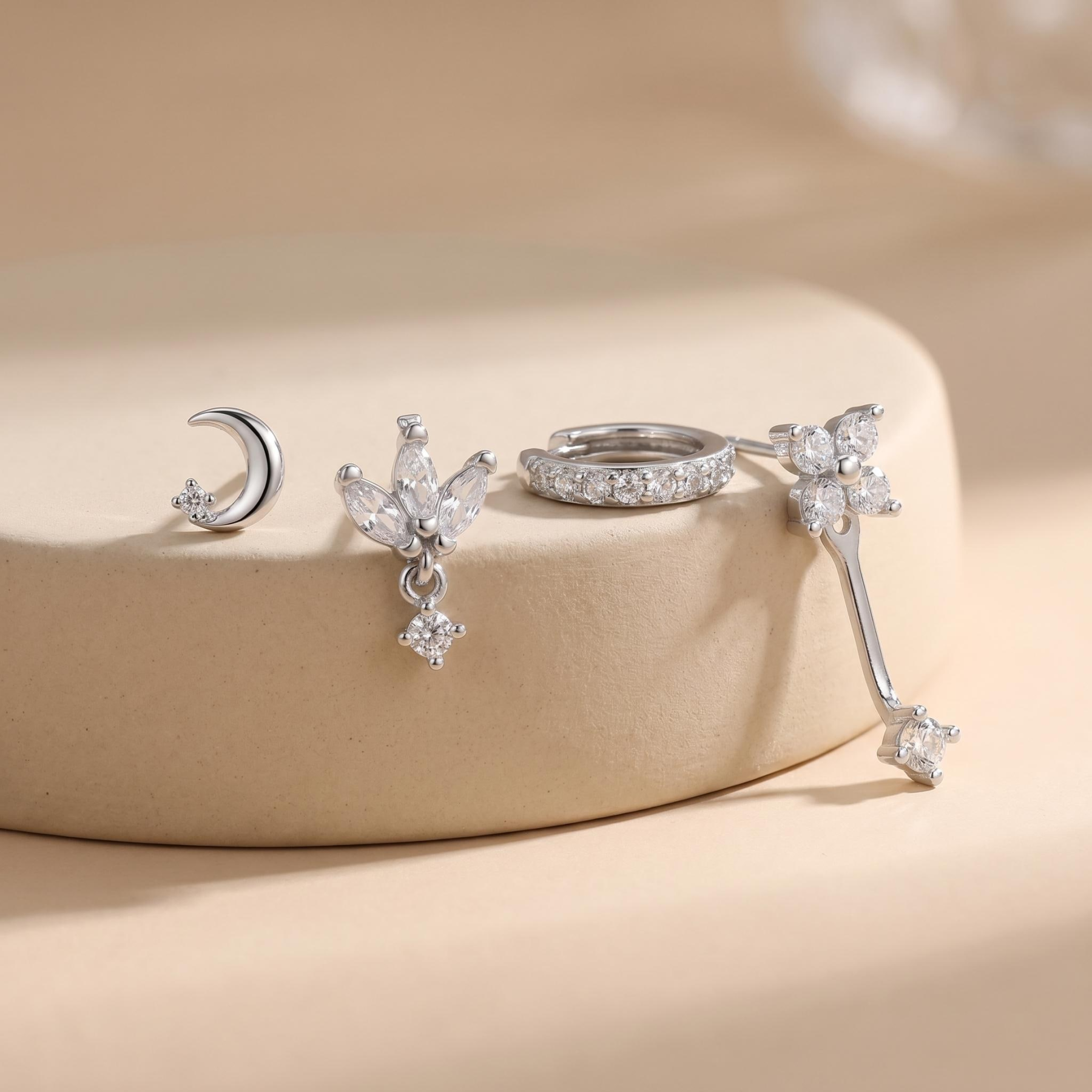 Dainty CZ Dangle Earring Set