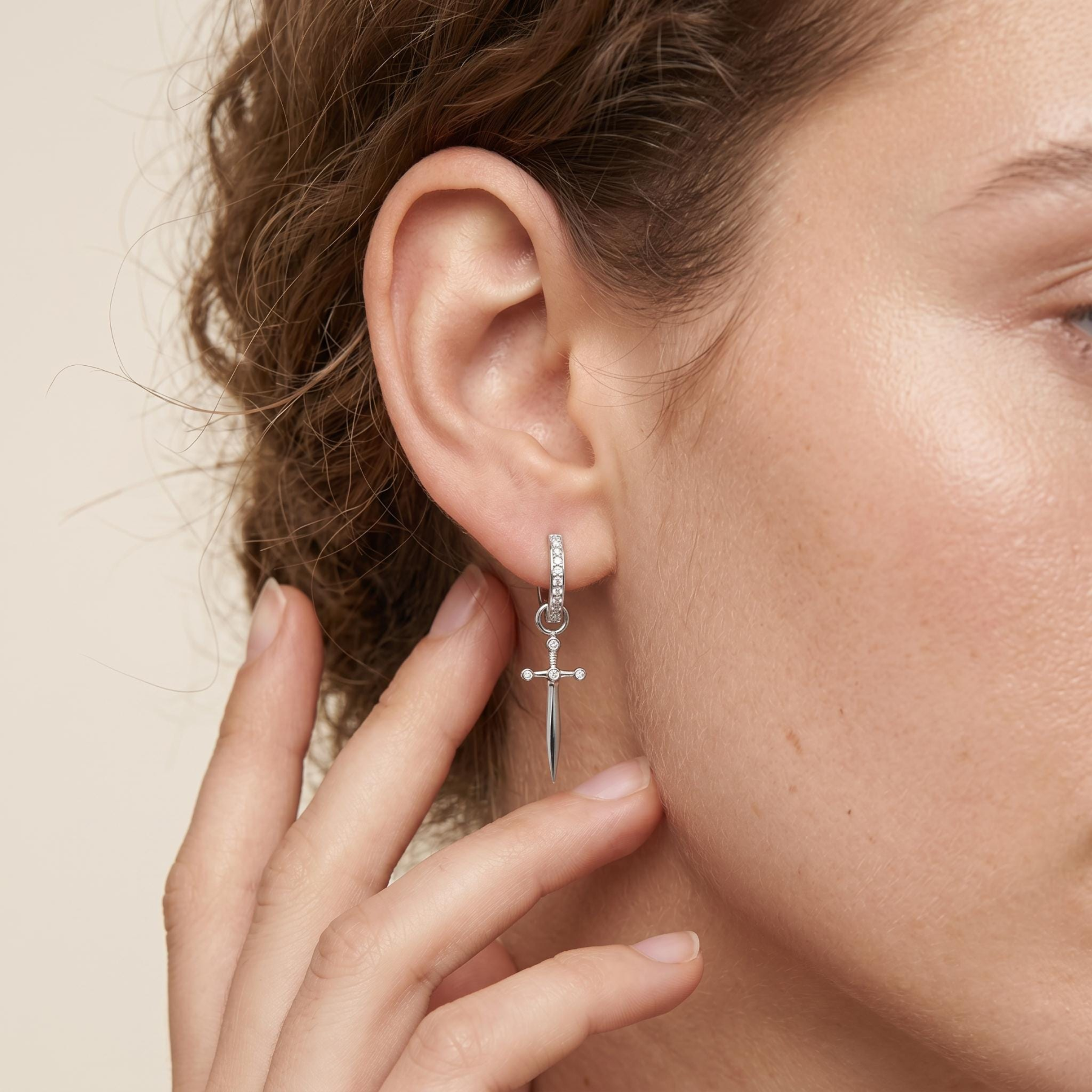 Sword Charm Hoop Earrings