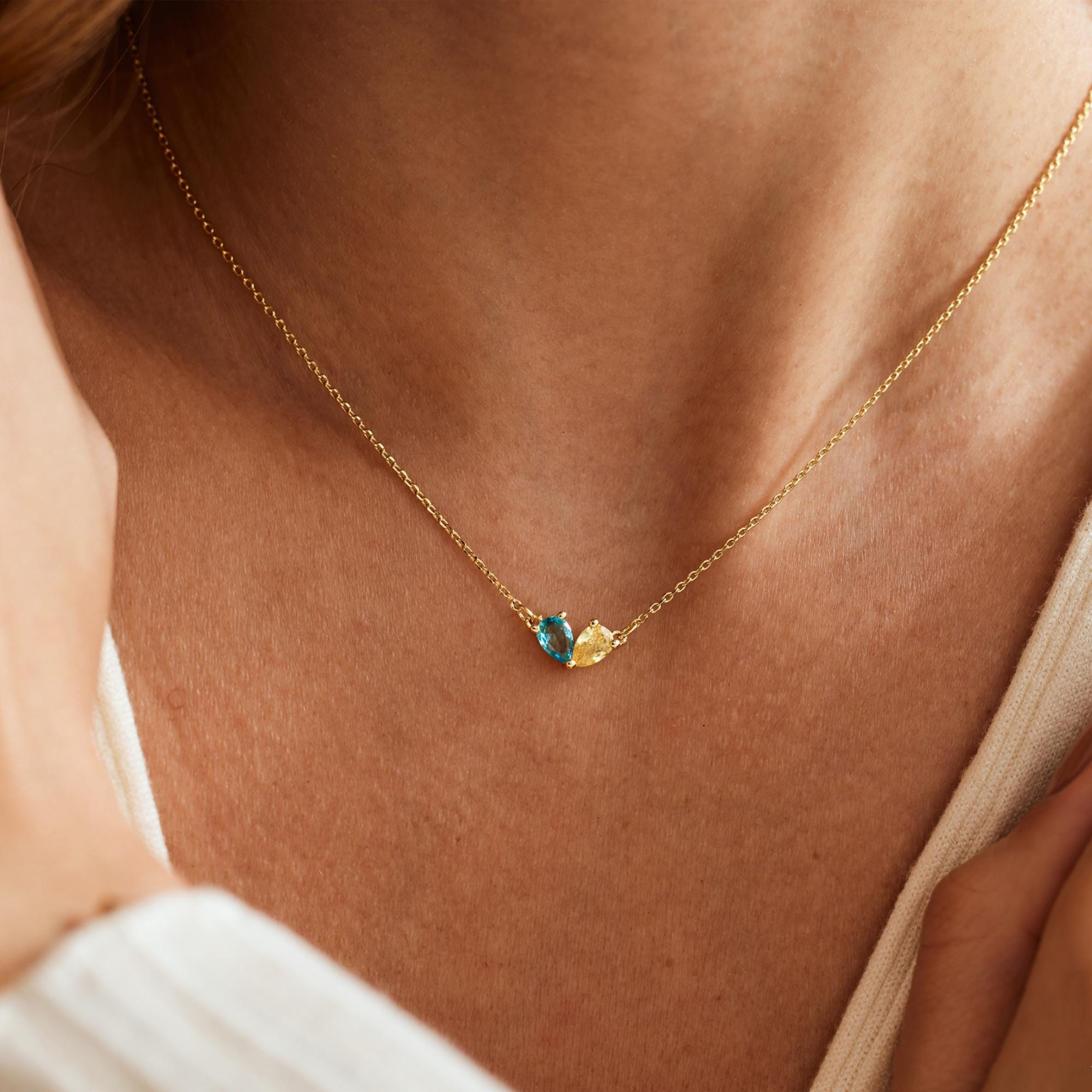 Personalized Two Birthstone Necklace — Two Hearts, One Beautiful Bond