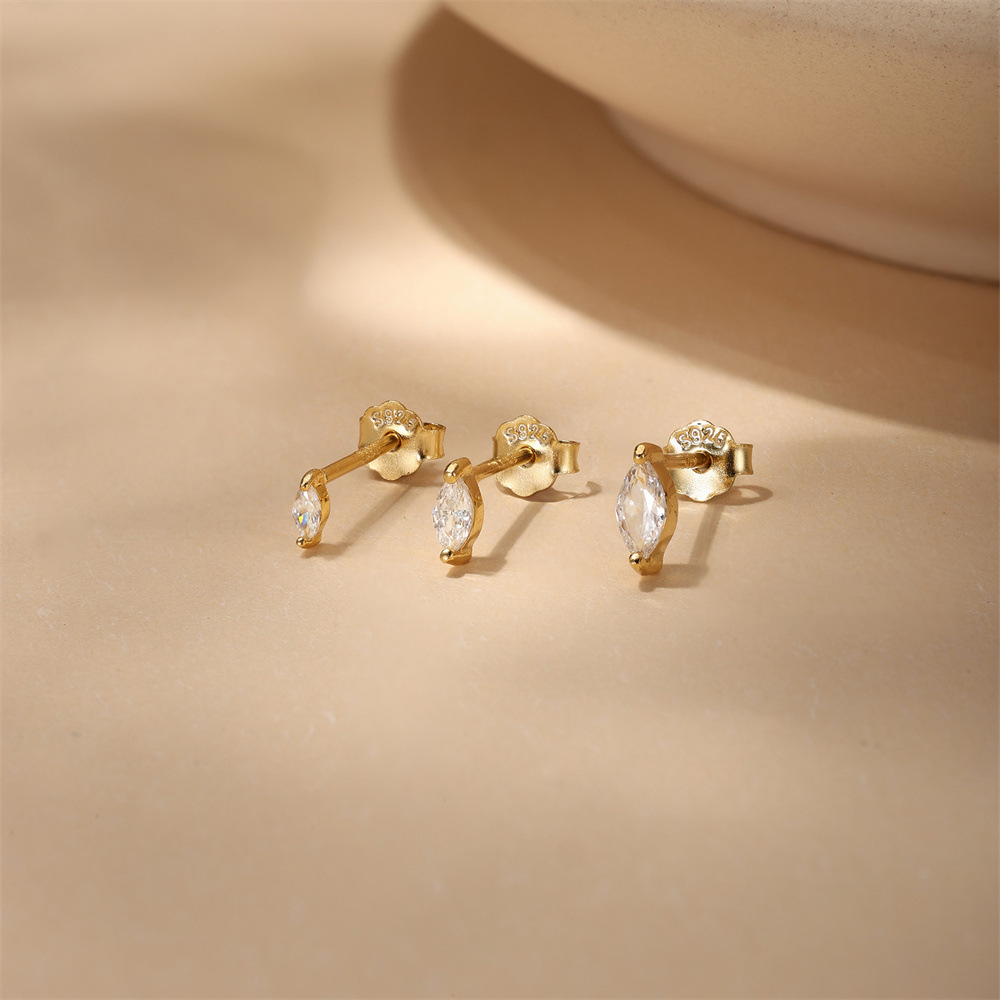 Tiny Marquise Helix Stud Earrings (3 PCS)