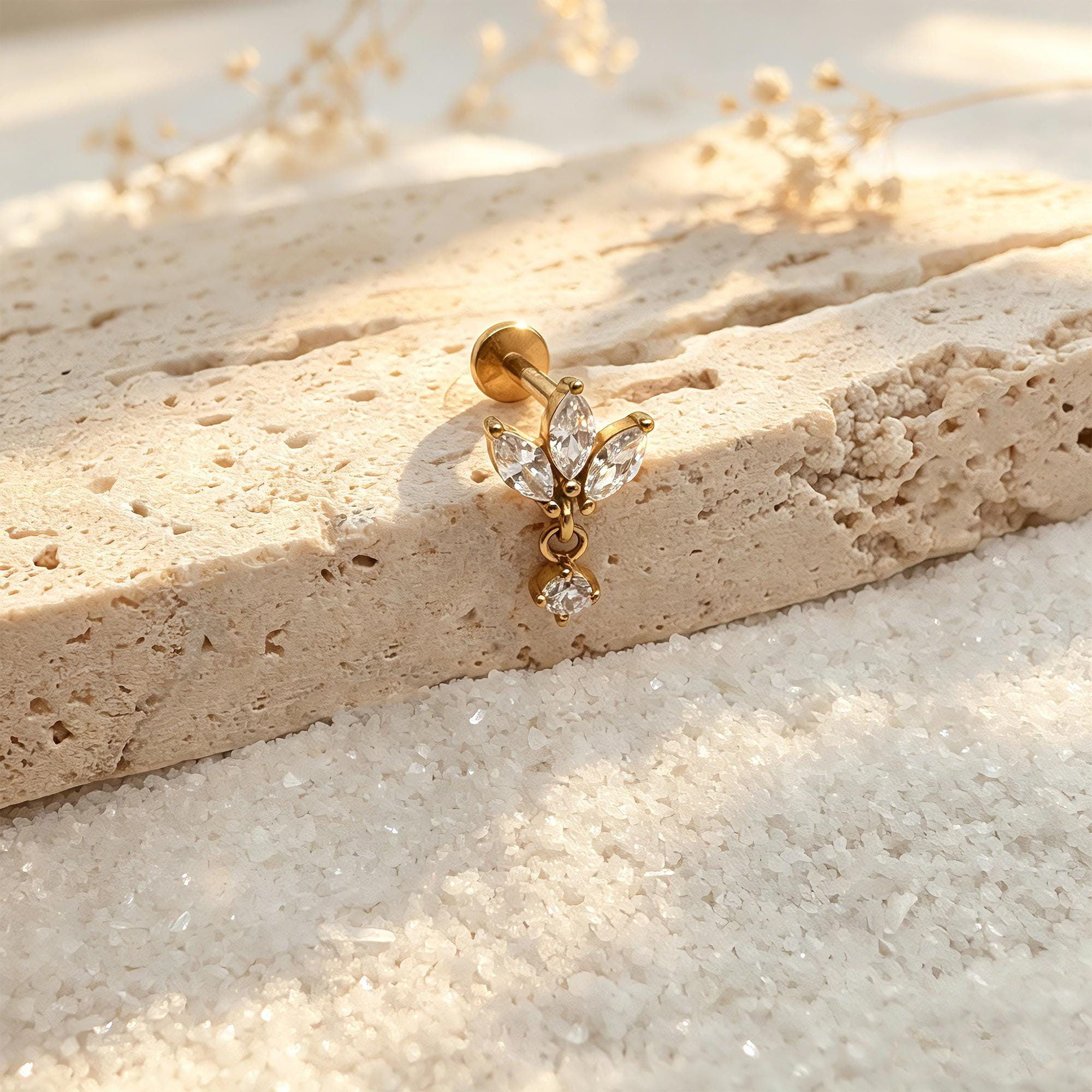 Marquise CZ Stud Earrings — Petal-Like Sparkle for Your Ear Stack