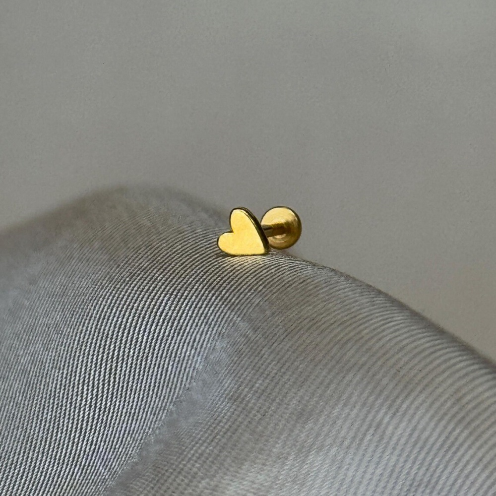 Sterling Silver Heart Flat Back Earring (1 PC)