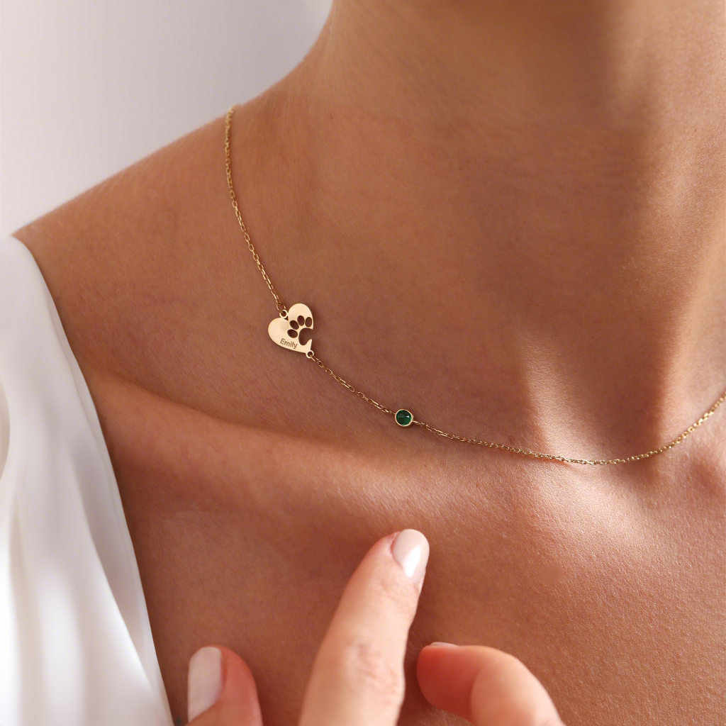 Personalized Engraved Paw Print Necklace