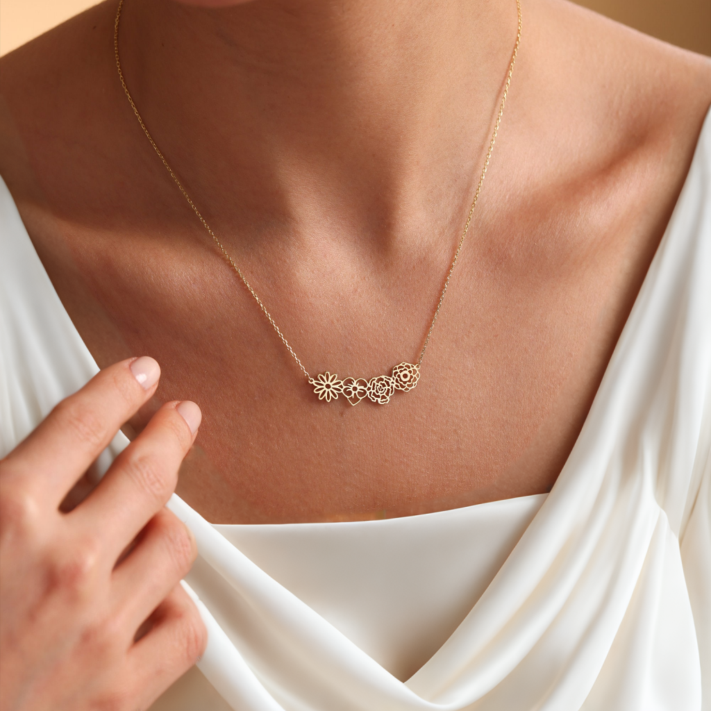 Personalized Birth Flower Necklace (Bracelet)