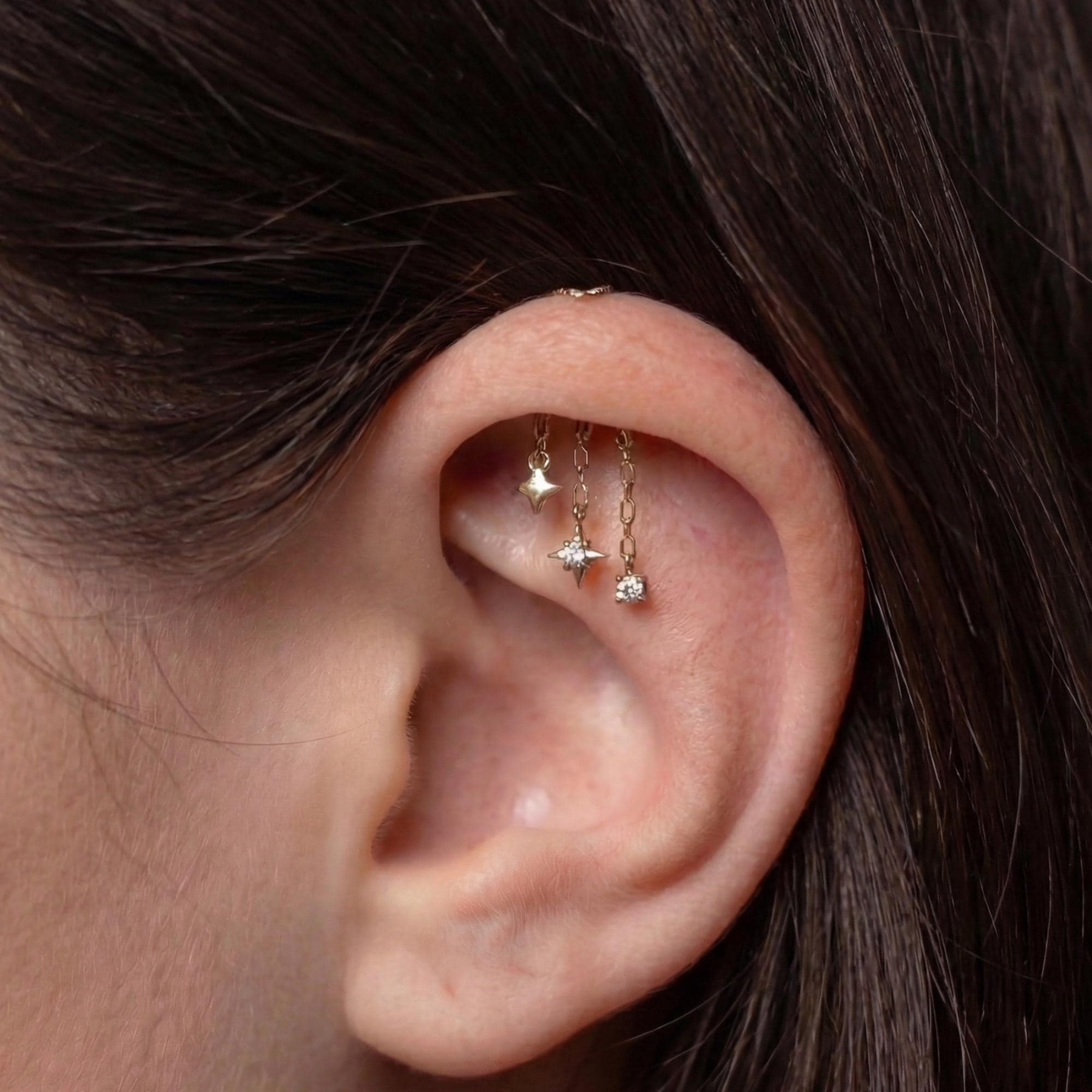 Vertical Spiral Chain Earring