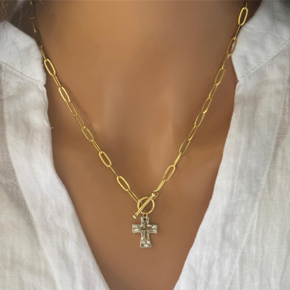 Hammered Cross Necklace