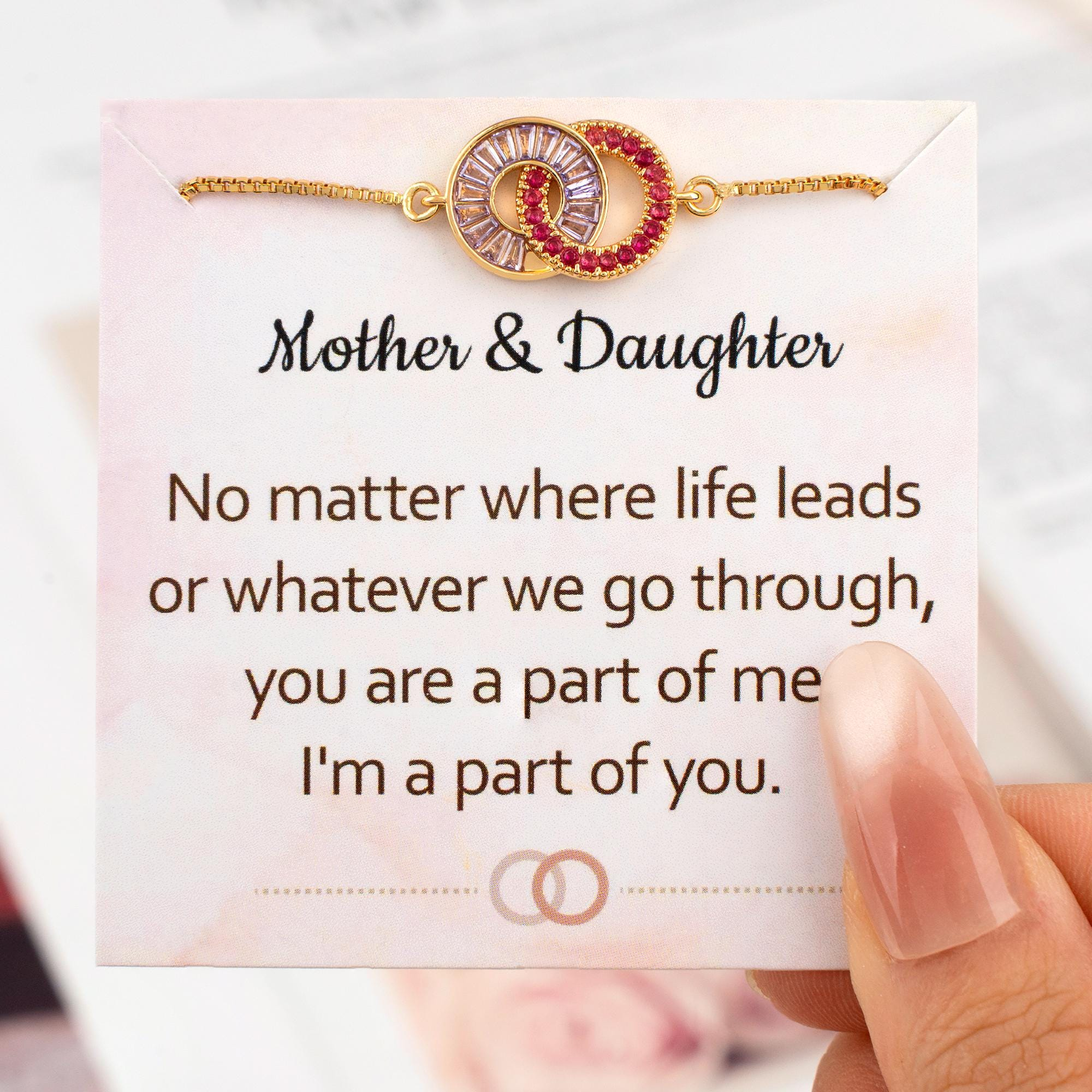 Mother & Daughter Birthstone Bracelet — Two Hearts, Always Connected