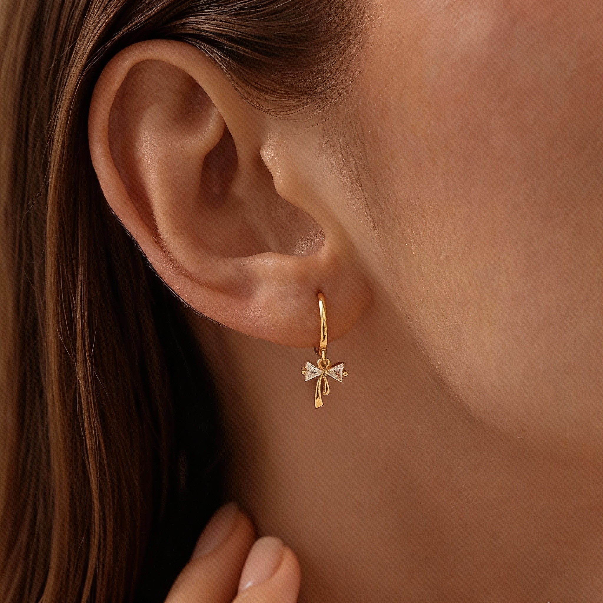 Ribbon Bow Huggie Earrings (A Set Of 2)