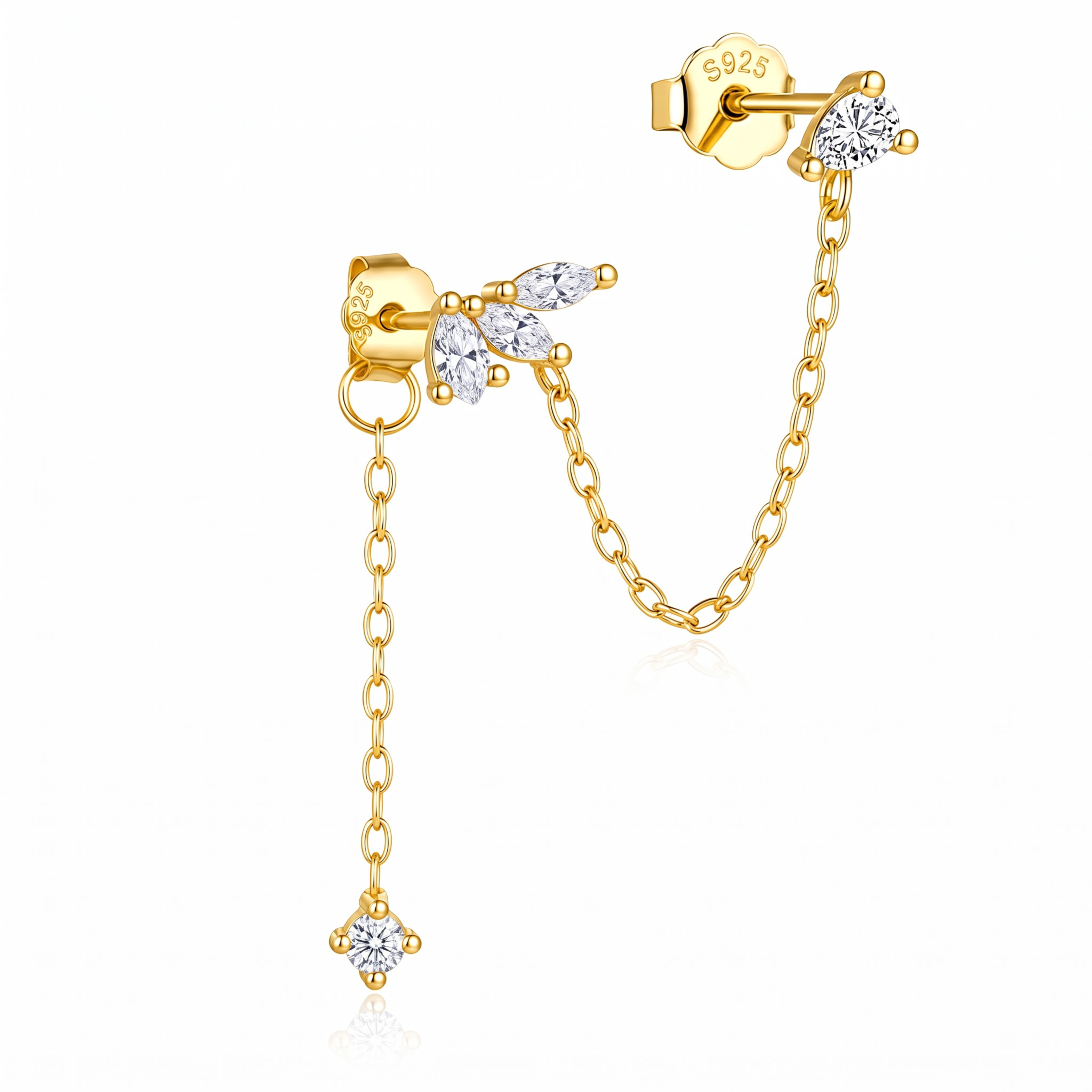 CZ Tassel Chain Stud Earring