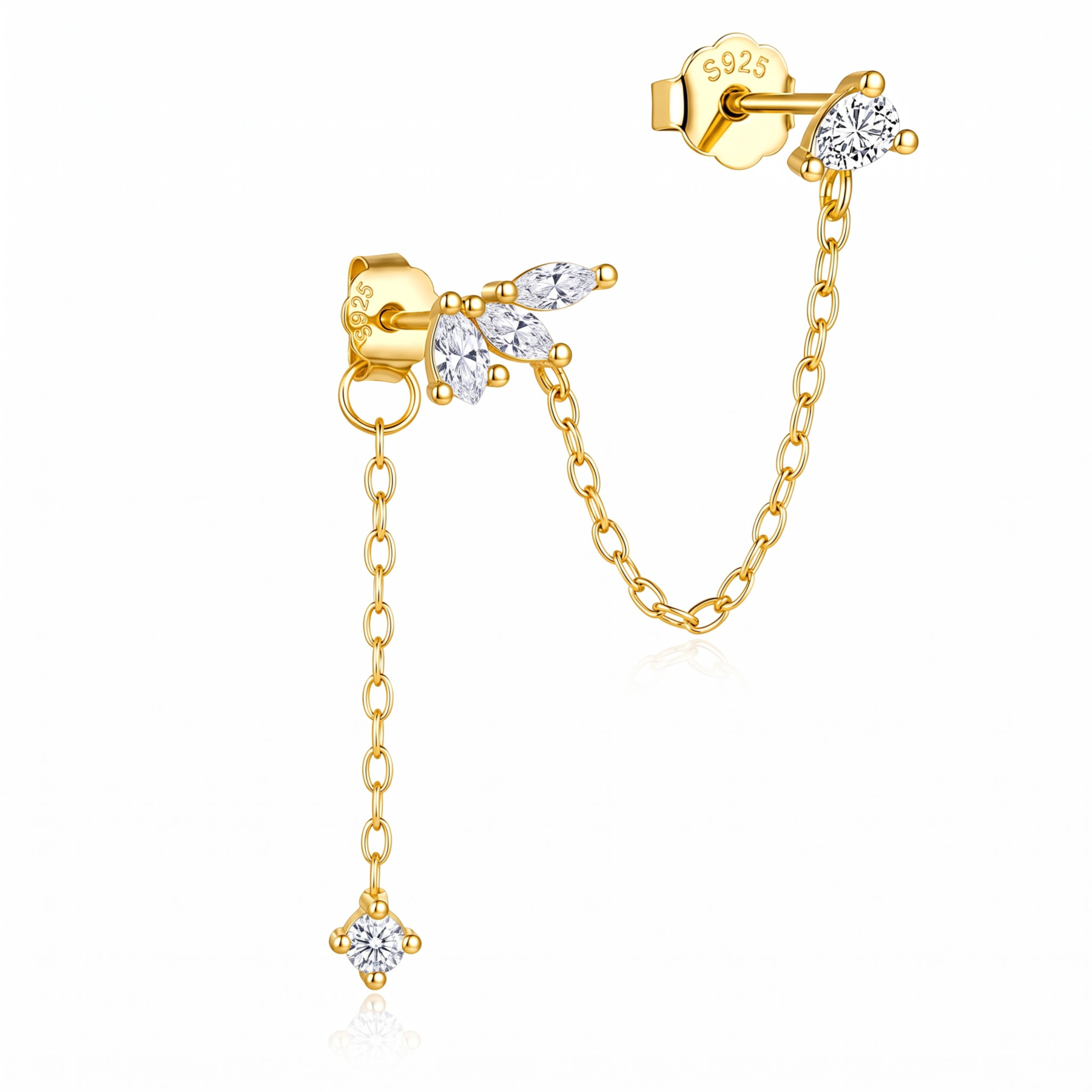 CZ Tassel Chain Stud Earring