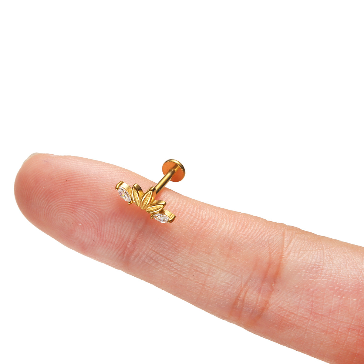 Delicate Floral CZ Flat Back Stud
