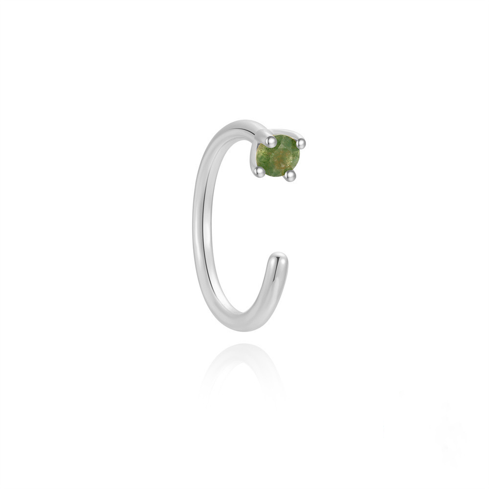 Moss Agate Minimalist Earring