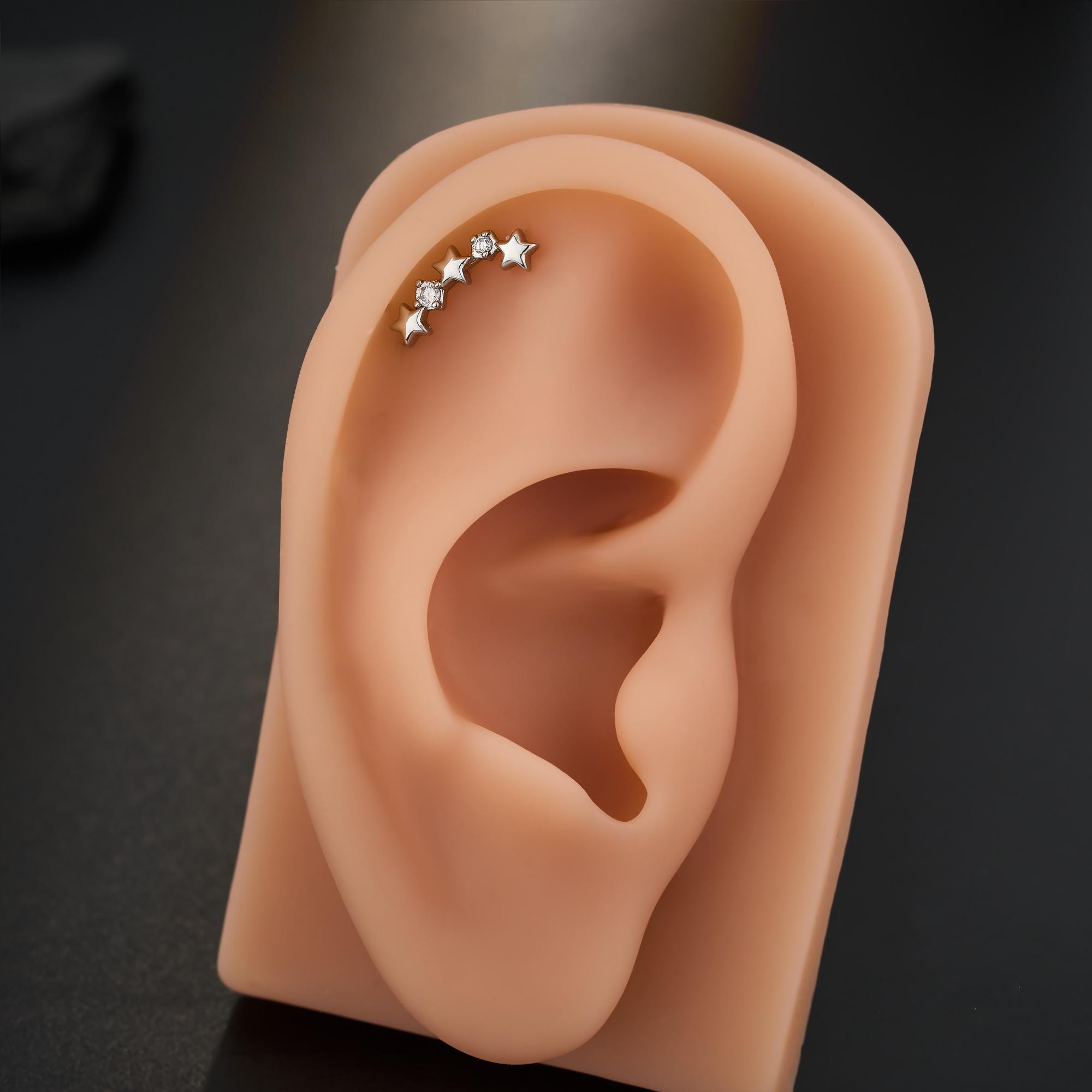 Paved Star & CZ Ear Climber(1PC)