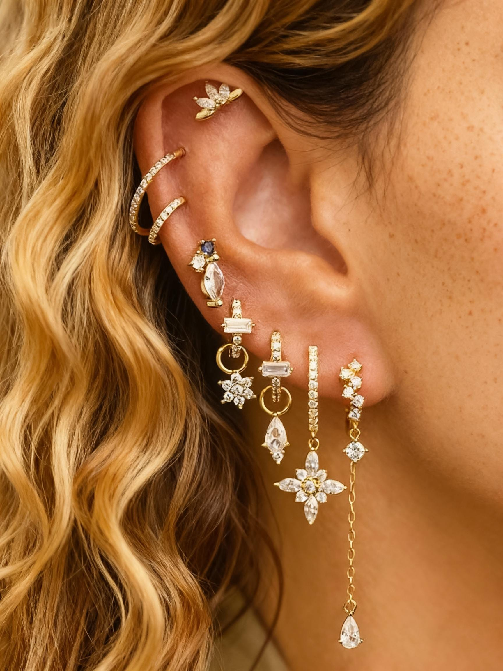 CZ Dangle Drop Earrings Set(8 PCS)