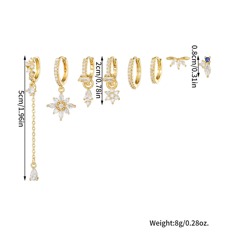 CZ Dangle Drop Earrings Set(8 PCS)