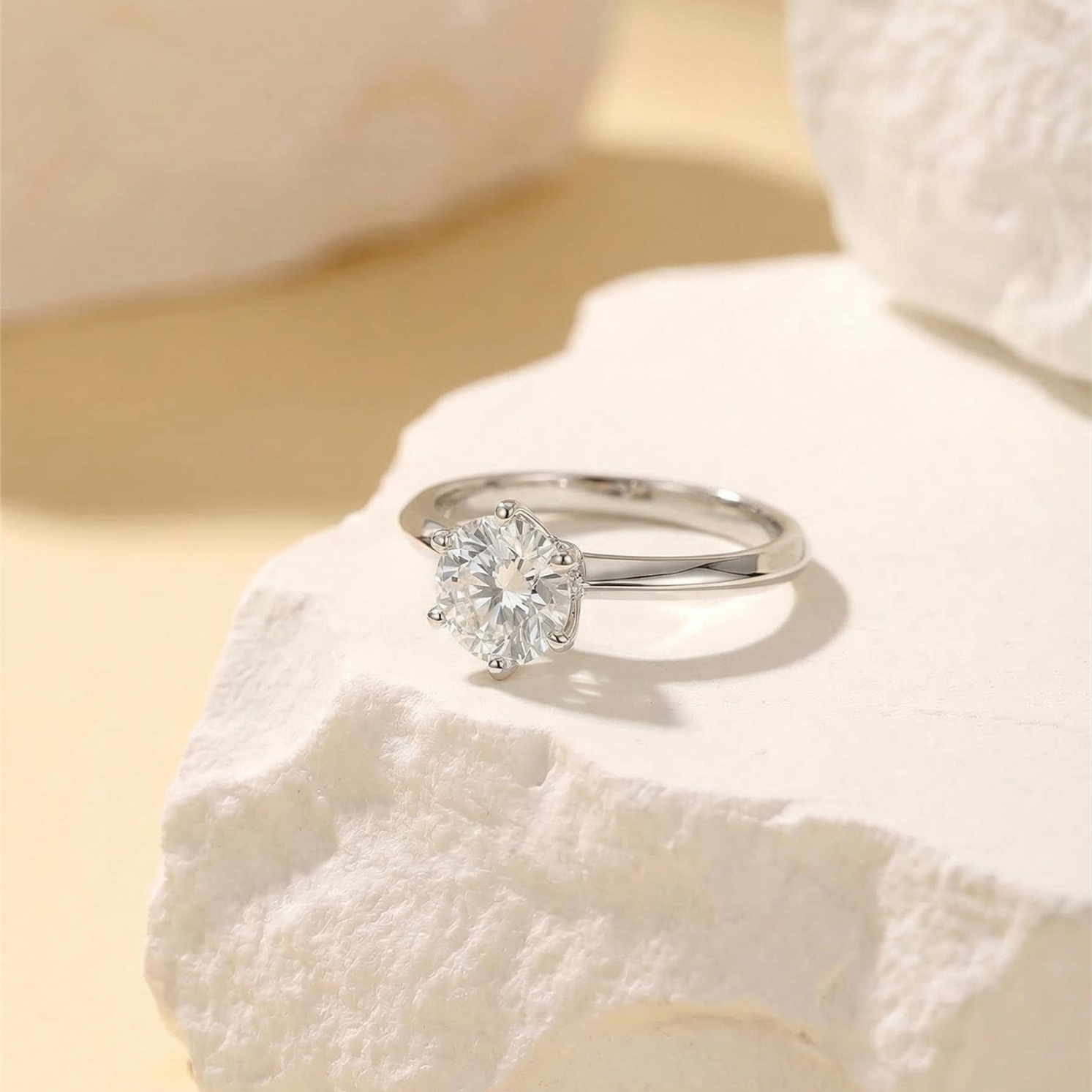 Moissanite Solitaire Ring — A Clear Spark of Forever