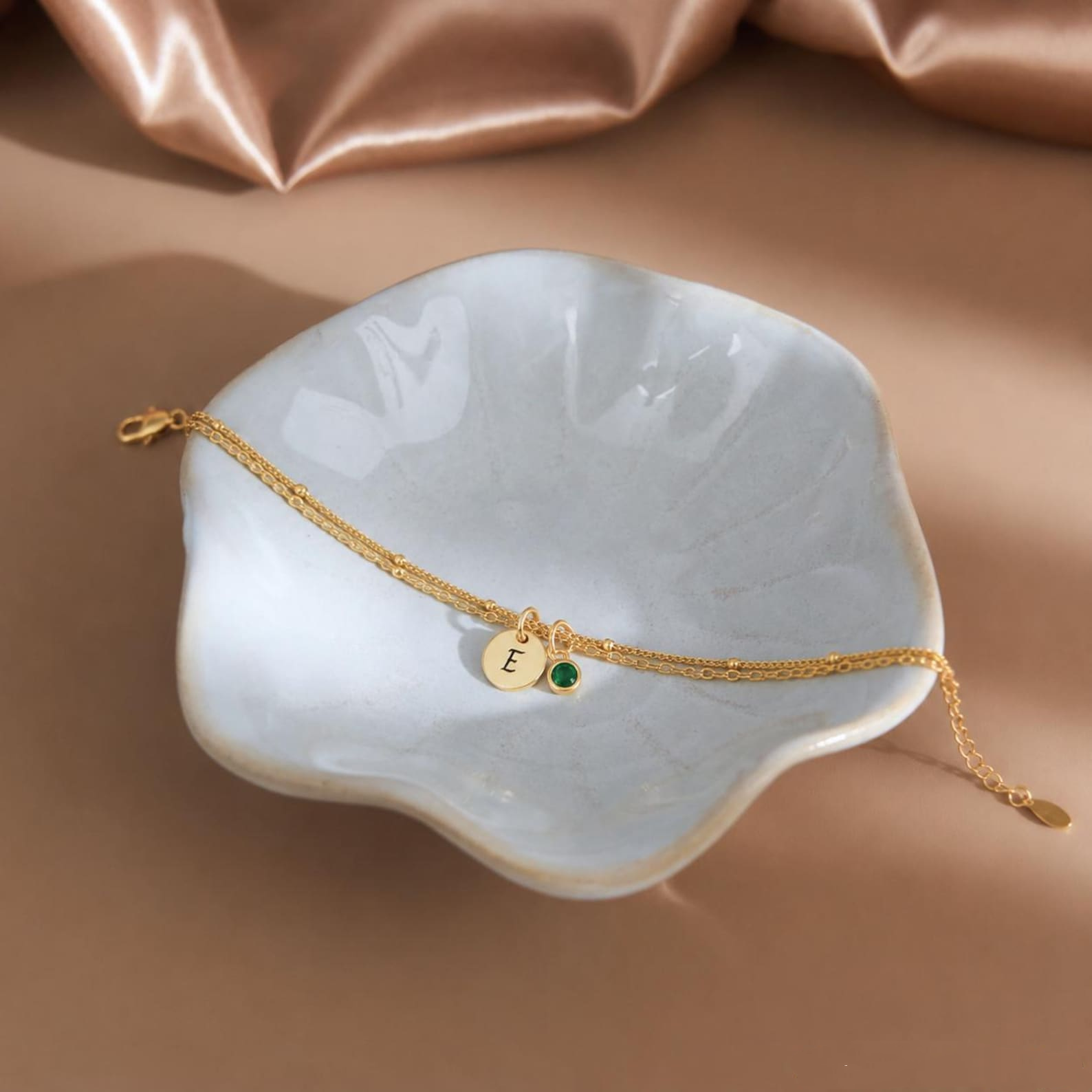 Initial Birthstone Bracelet — A Tiny Charm of Meaning