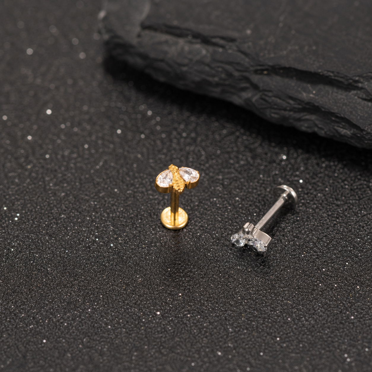 Bee Flat Back Earring — A Tiny Buzz of Sweet Sparkle