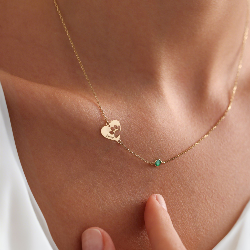 Personalized Engraved Paw Print Necklace